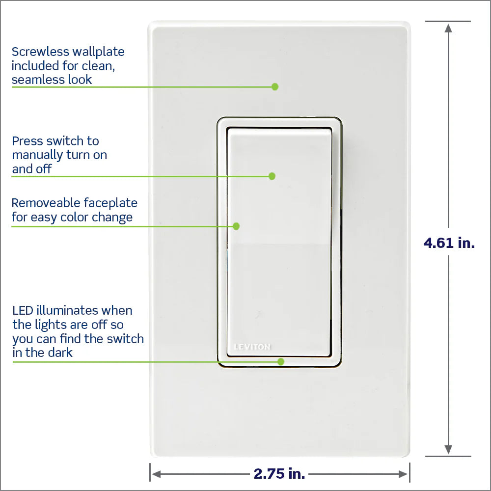 Leviton (DZ15S) Decora Smart Switch, Wi-Fi, 2nd Gen