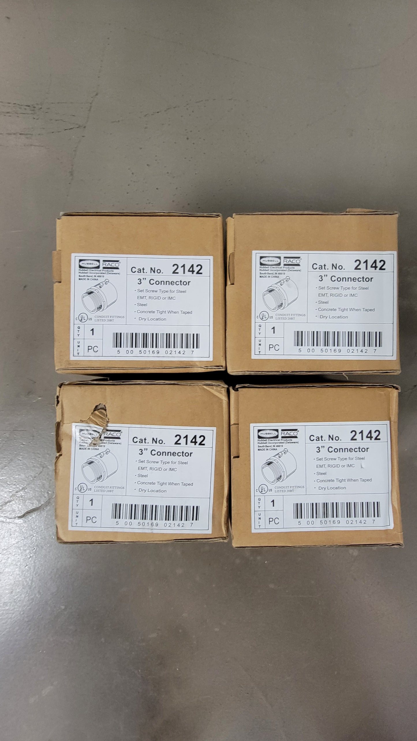 Hubbell RACO 3" Screw Set Connector Cat No. 2142 for EMT, RIGID, or IMC 4 Pack