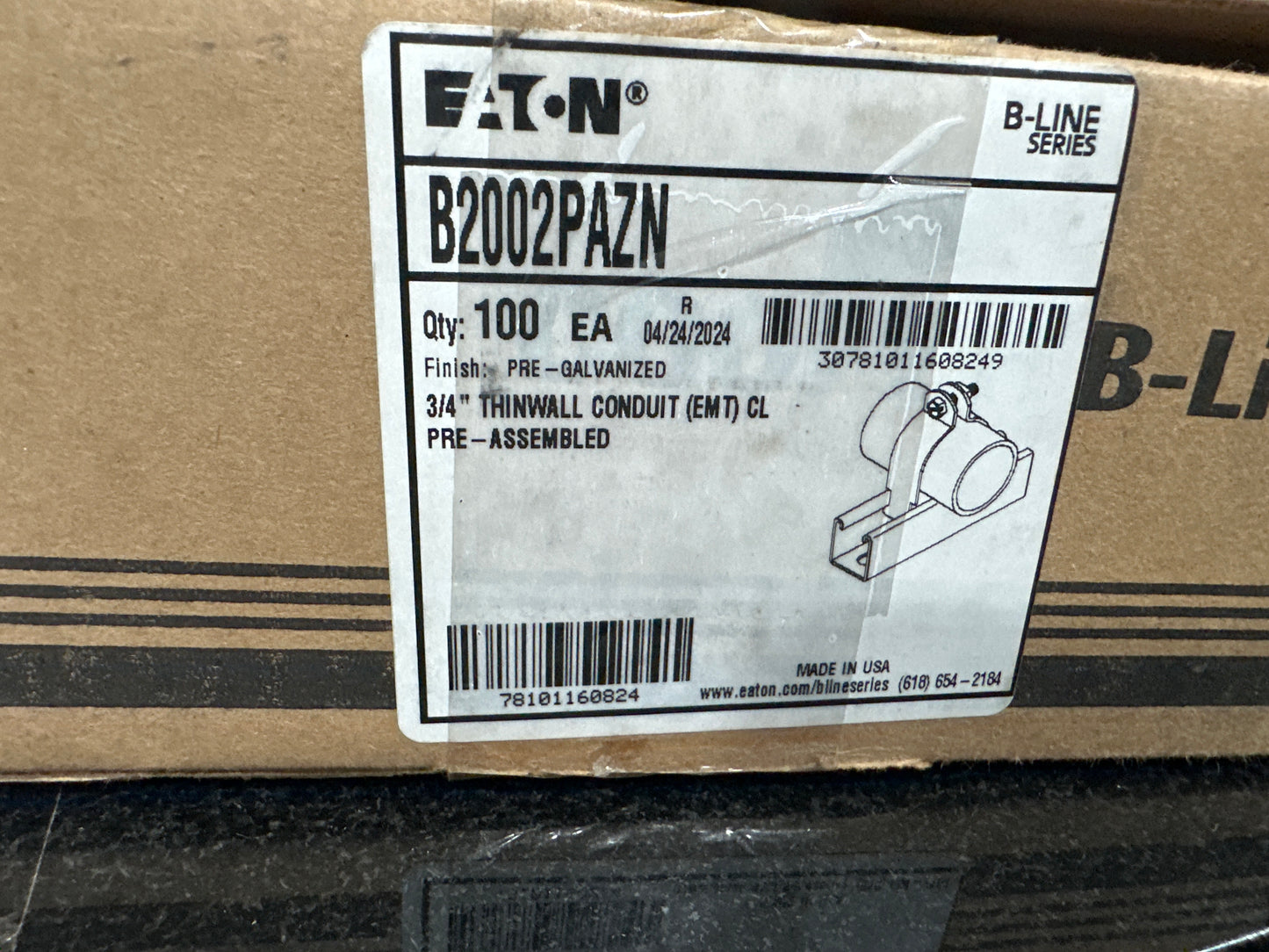 Eaton B2002PANZ 3/4 pipe clamp 100pcs