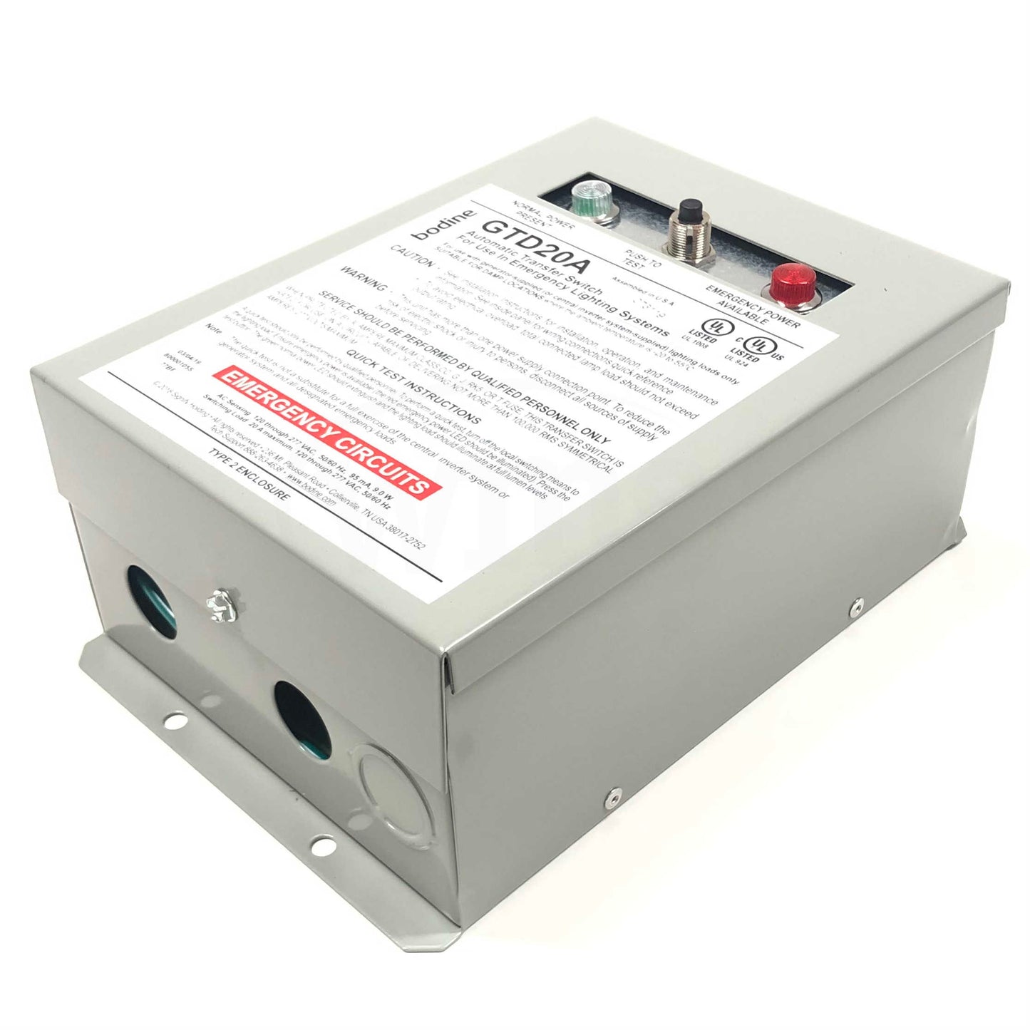 GTD20A Philips Bodine Automatic Transfer Switch-Emergency Lighting Relay Control
