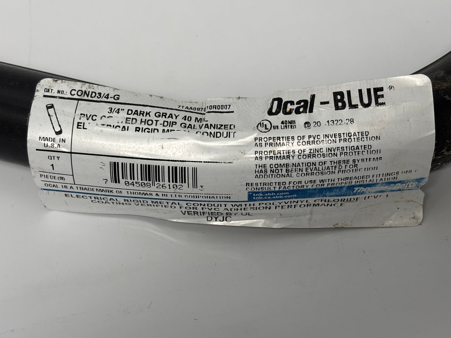 Lot of 4 Ocal-BLUE 3/4 (COND3/4-G) Gray 40ML PVC Coated Hot-Dip Galvanized Electrical Conduit
