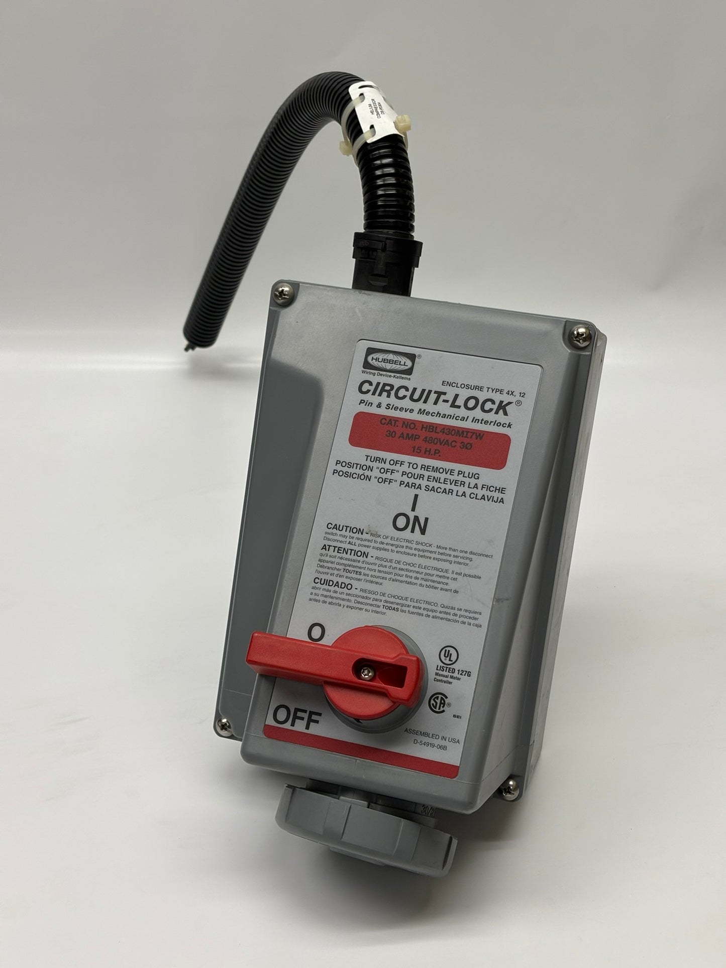 Hubbell (HBL430MI7W) Circuit Lock, 30A, 480V, 3-Pole, 4-Wire