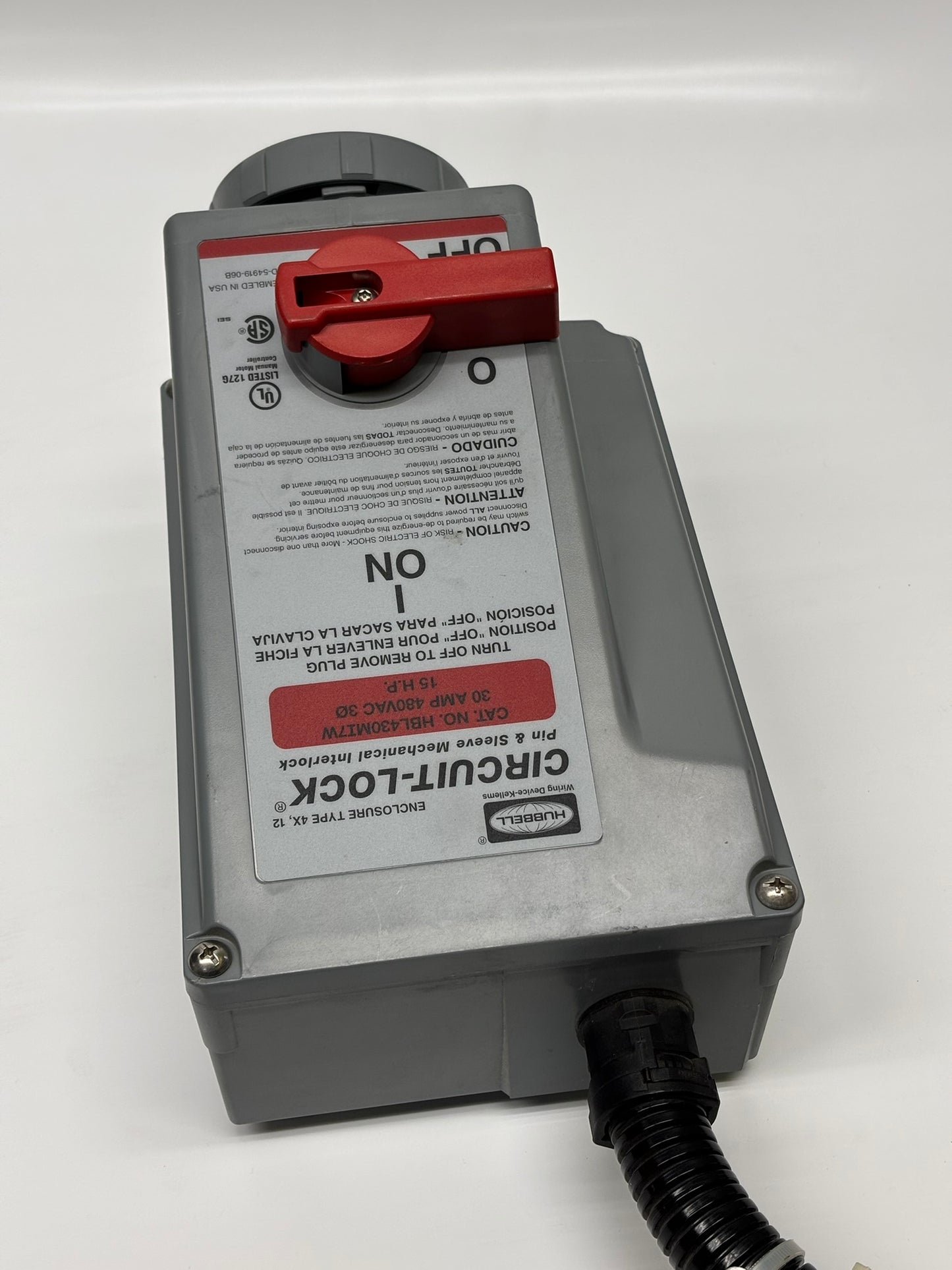 Hubbell (HBL430MI7W) Circuit Lock, 30A, 480V, 3-Pole, 4-Wire