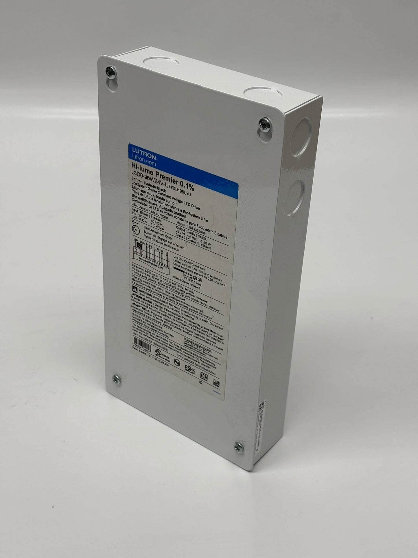 Lutron (L3D0-96W24V-U) Hi-Lume Premier LED Driver, 96W, 24V, Dimming