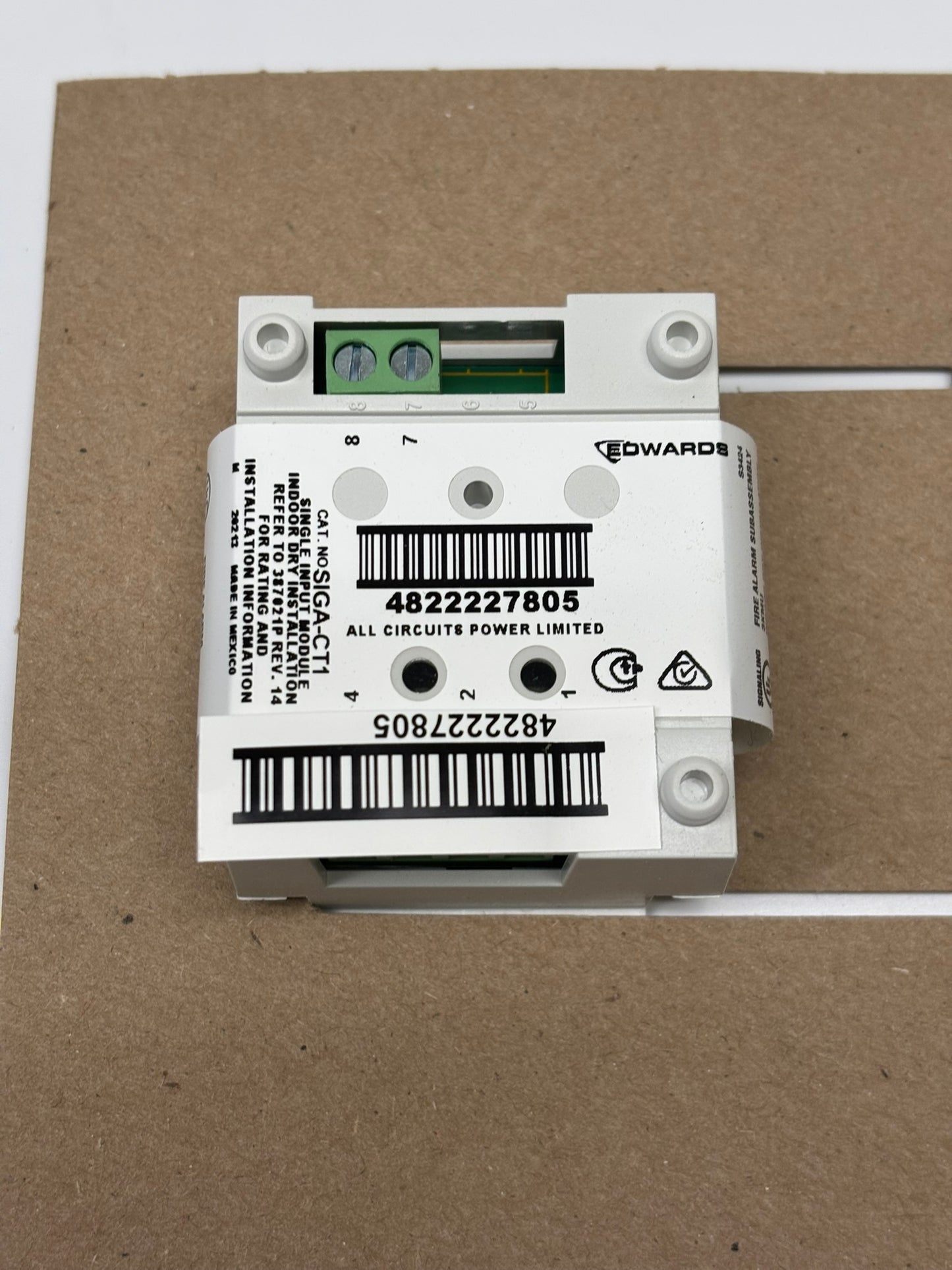 No Box Edwards EST SIGA-CT1 Single Input Module for Class B Alarm, Supervisory Devices