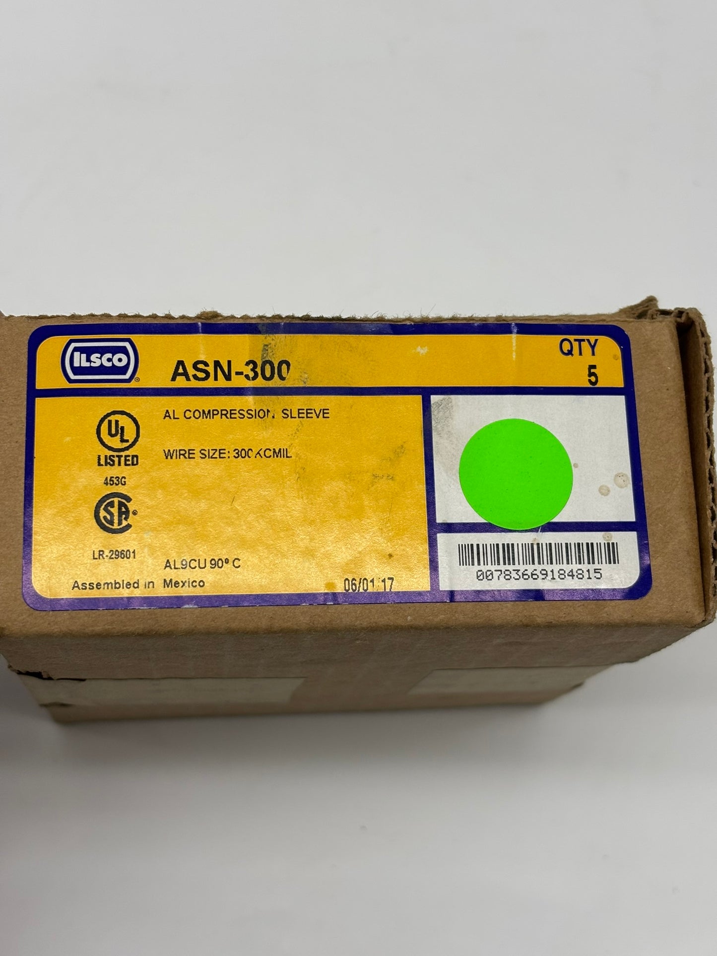 6 Pack Ilsco (ASN-300) Surecrimp Aluminum Compression Sleeve, Conductor Size 300