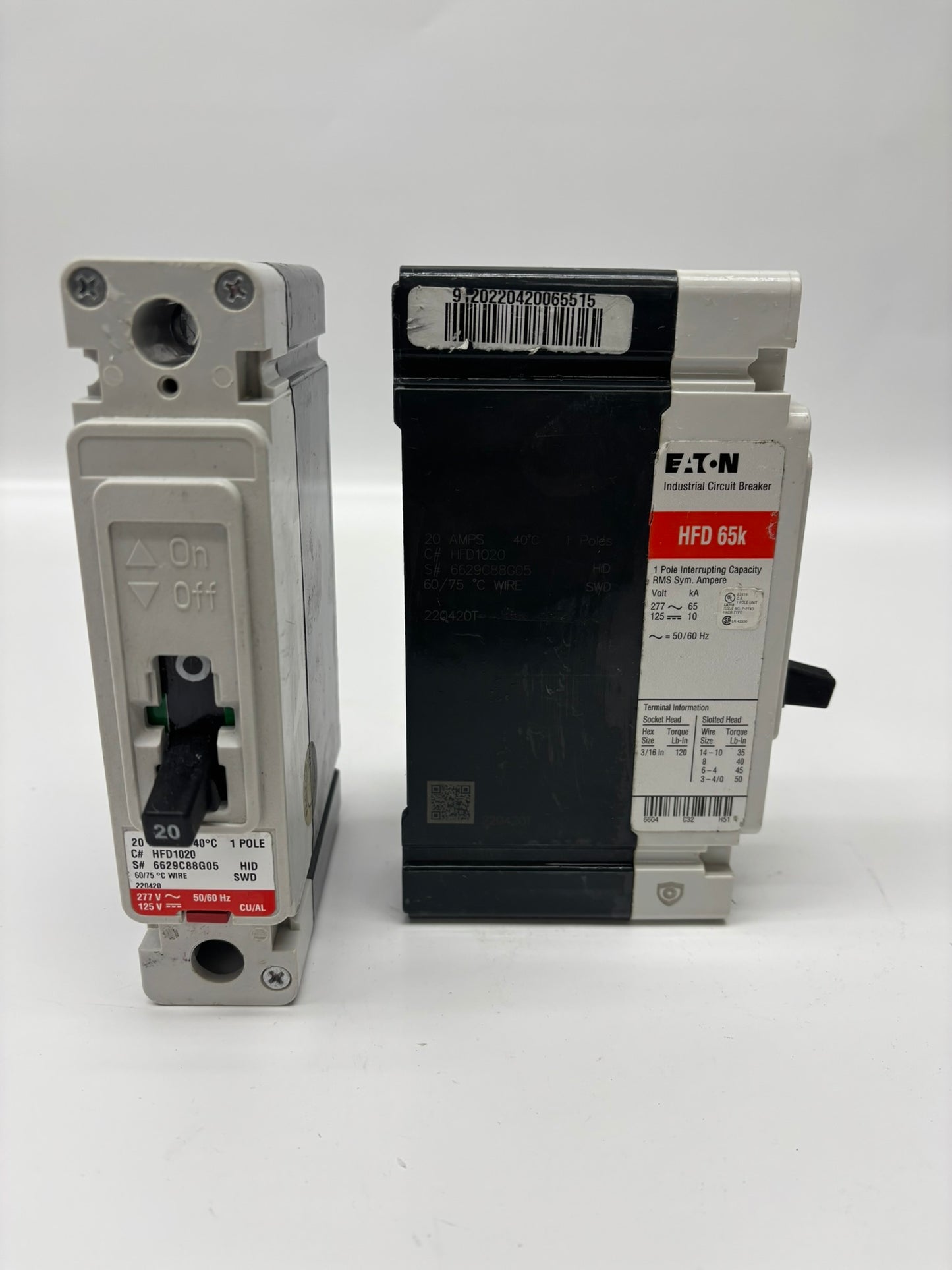 HFD1020 - Eaton Molded Case Circuit Breaker (Lot of 2)