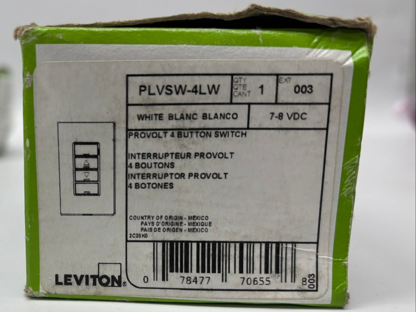 Leviton PLVSW-4LW, Keypad, 4 Button, ON/OFF, Controller