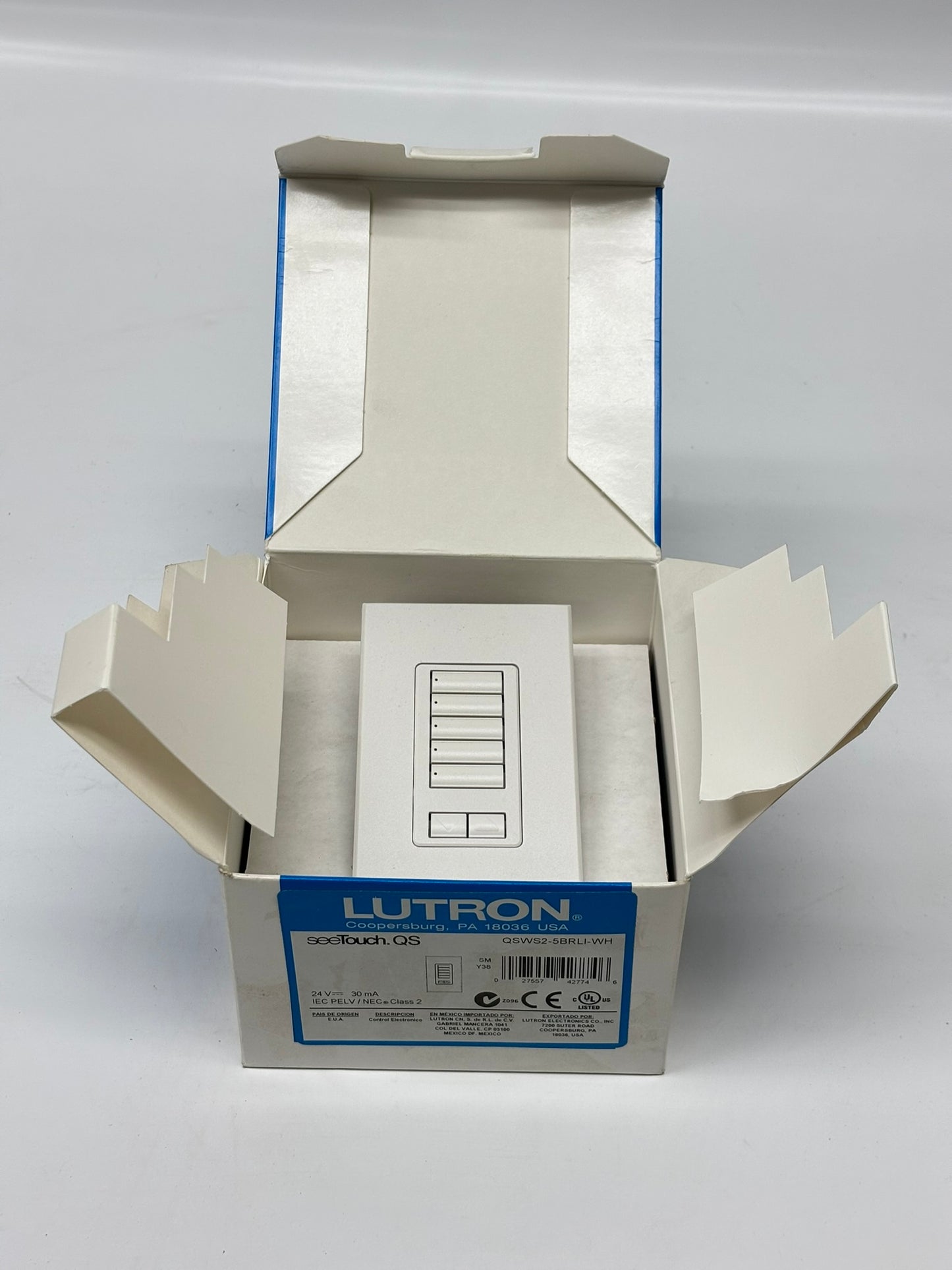Lutron (QSWS2-5BRLI-WH) 5-Button Wireless Keypad, White
