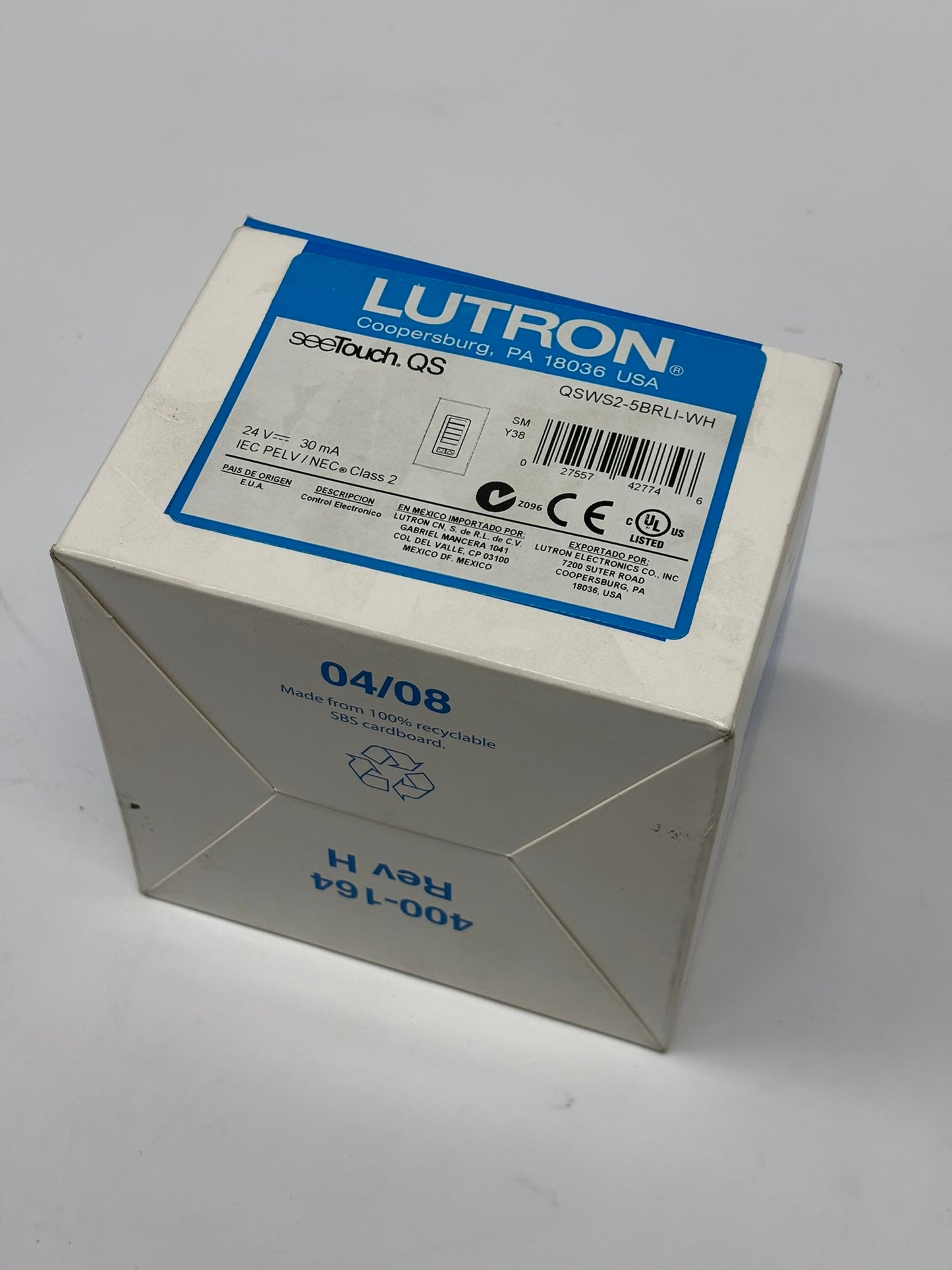 Lutron (QSWS2-5BRLI-WH) 5-Button Wireless Keypad, White