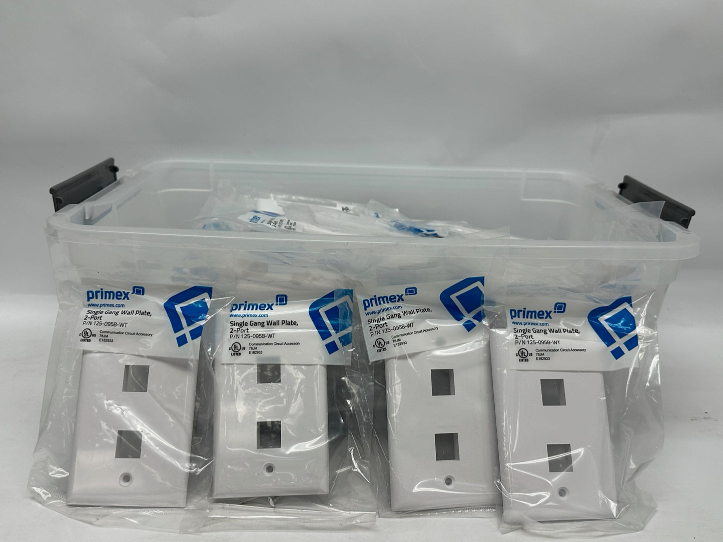 59 PK Primex 125‑0958‑WT Single Gang Wall Plate – White, 2 Ports
