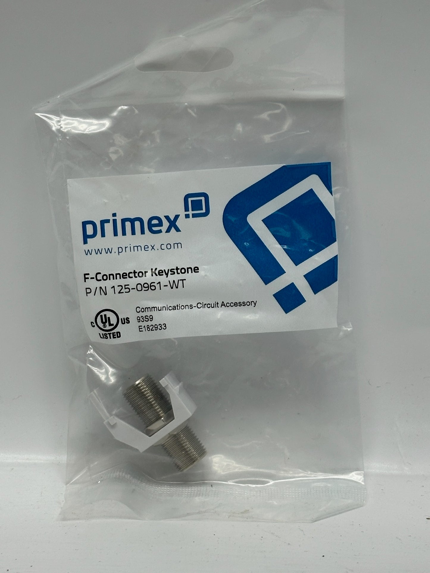 61 PK Primex 125‑0961‑WT F‑Connector Keystone, White