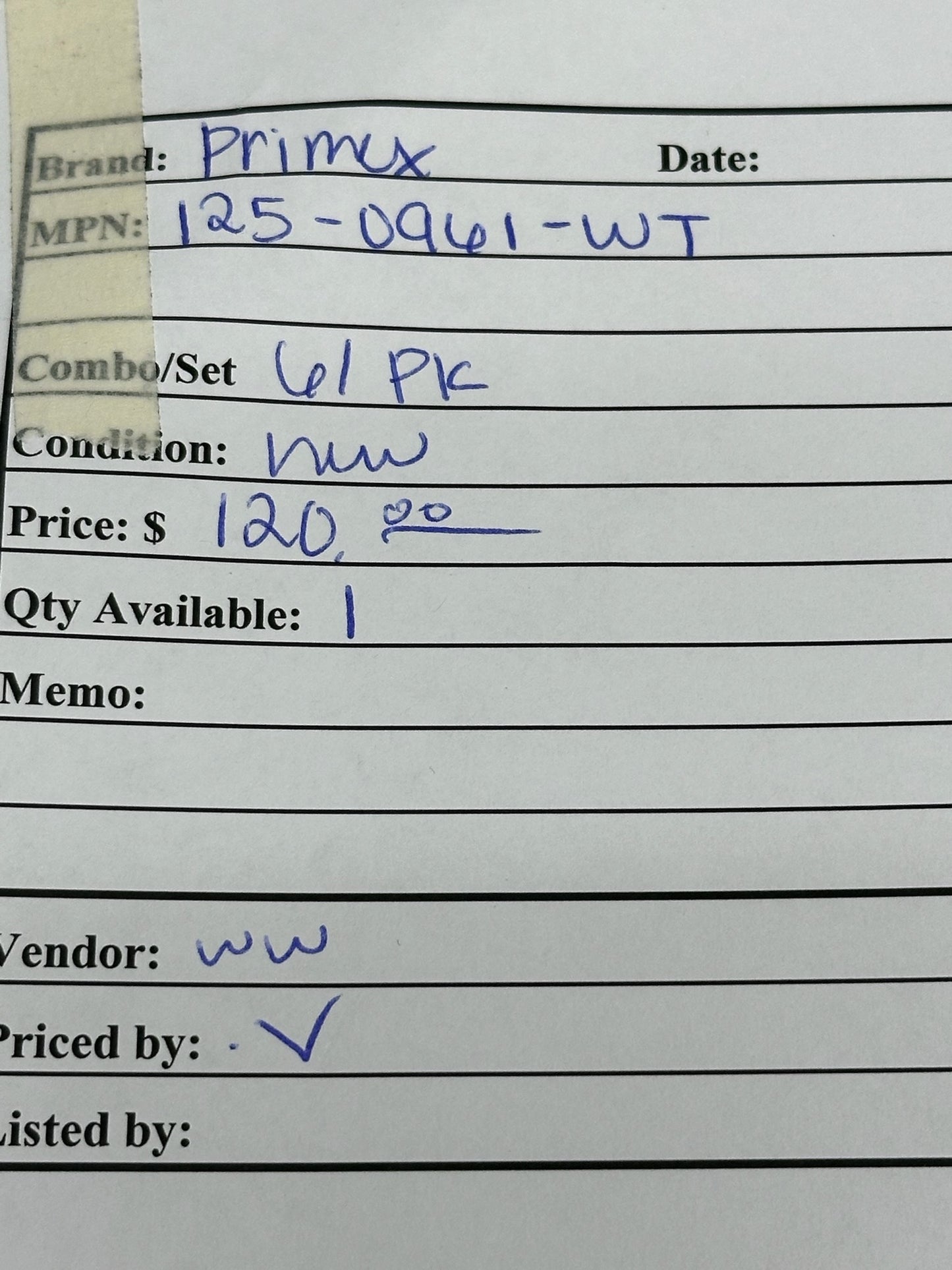 61 PK Primex 125‑0961‑WT F‑Connector Keystone, White