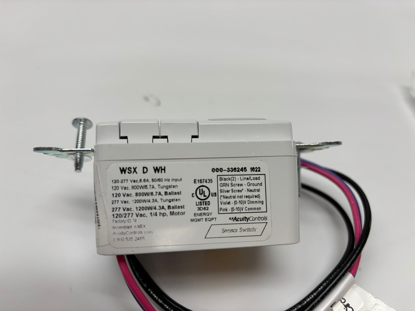 Acuity Controls Sensor Switch (WSX-D-WH), Occupancy Controlled Dimming, Wall Switch Sensor