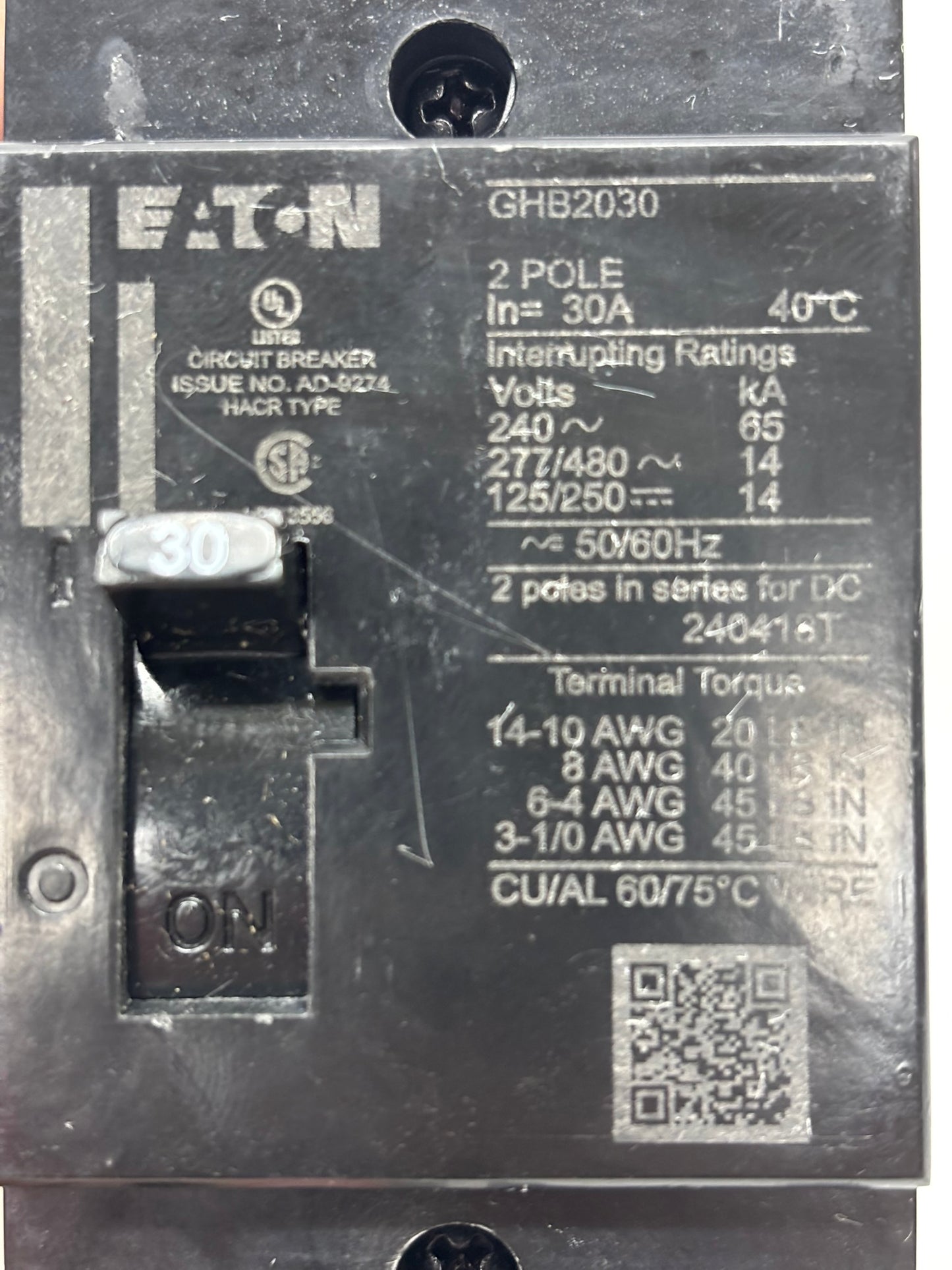 GHB2030 Cutler Hammer - Circuit Breaker - 277/480VAC - 125/250VDC