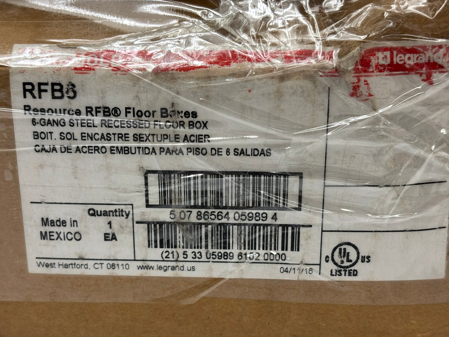 Legrand-Wiremold (RFB6-OG) Resource RFB Series 6-Gang On-Grade Floor Box