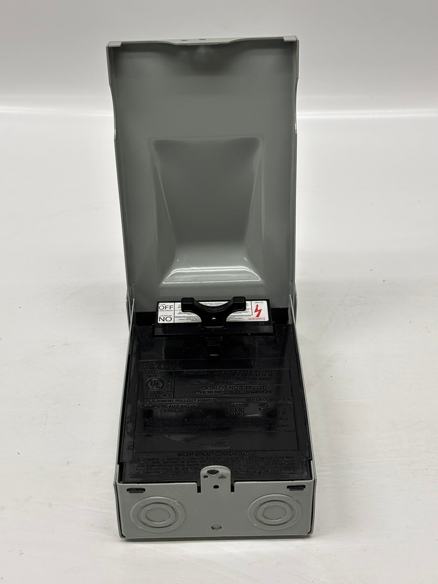 Lot Of 2 Eaton (DPF222R) 60A 1-Phase Fusible Pull-Out AC Switch, 120/240V NEW