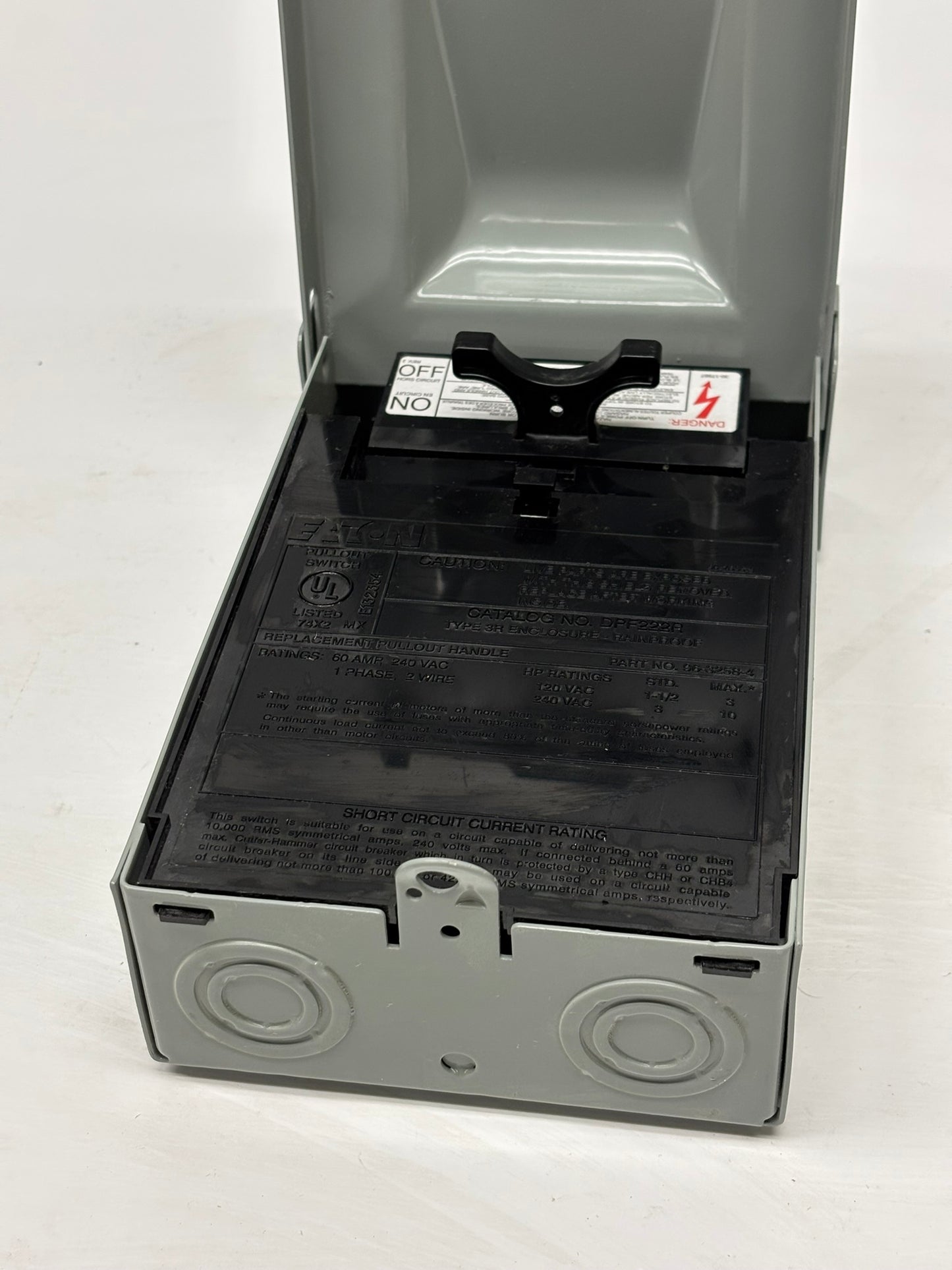 Lot Of 2 Eaton (DPF222R) 60A 1-Phase Fusible Pull-Out AC Switch, 120/240V NEW