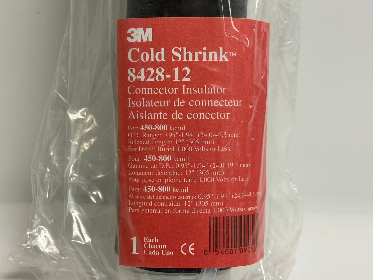 2 PK 3M Cold Shrink (8428-12) Cable Connector Insulator 12" Black