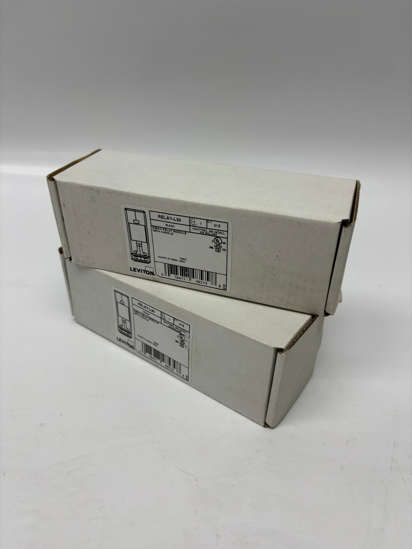 Lot Of 2 Leviton (RELAY-L30) Relay with Handle 30A 120/277V, Lighting Control