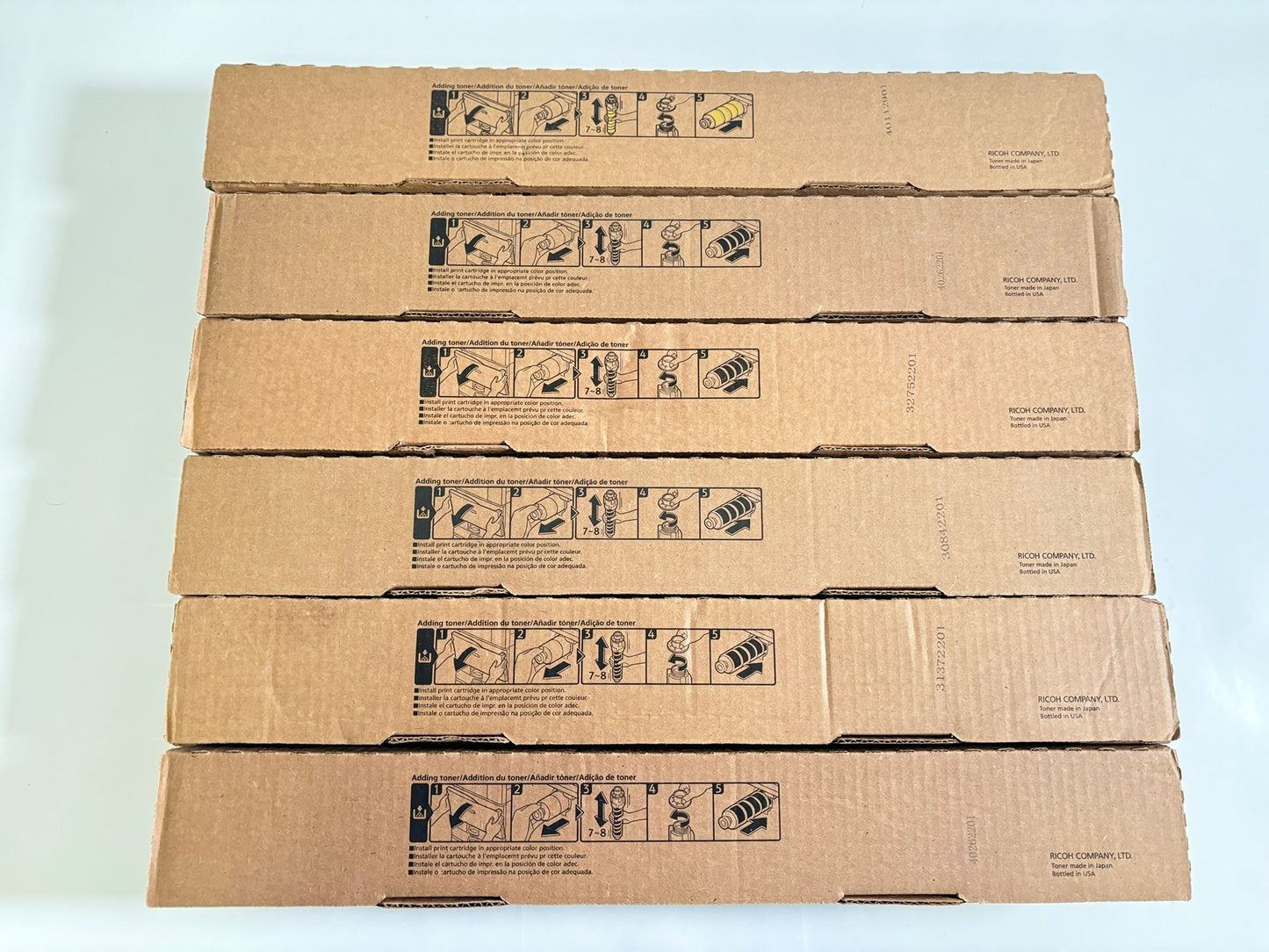6 New OEM Ricoh IMC3500, C3000 Yellow & Black Toners 842251 (x1), 842252 (x5)
