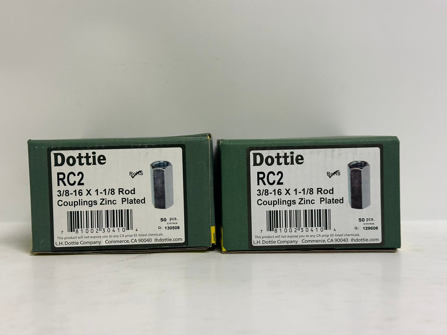 100 PK Dottie (RC2) 3/8-16 X 1-1/8 Rod Couplings Zinc Plated, Steel