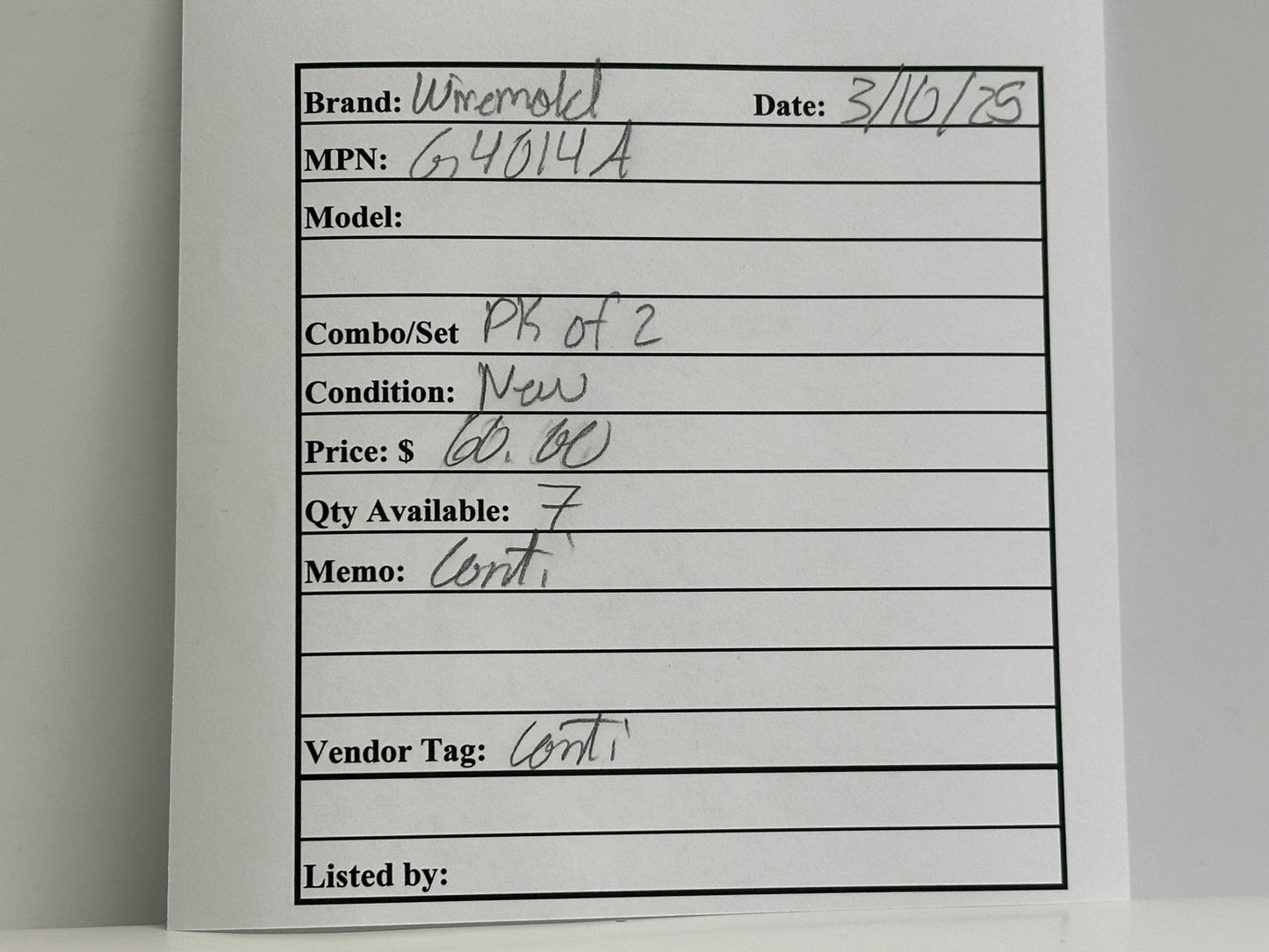 2 PK Wiremold (G4014A) Multi-Channel Wallbox Connector Use With 4000 Series Raceway
