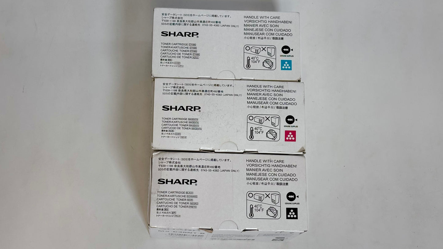 3 OEM Sharp MX-C300P,MX-303W,MX-304W CMK Toner Cartridges MX-C30NT