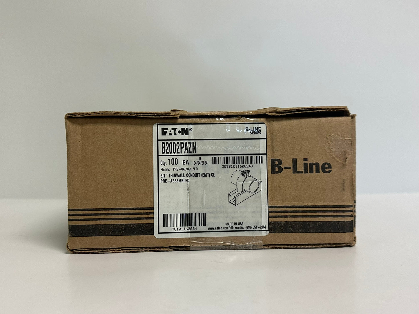 100 PK Cooper B Line (B2002PAZN) 3/4" Pipe/Conduit Clamp, Thinwall, Zinc