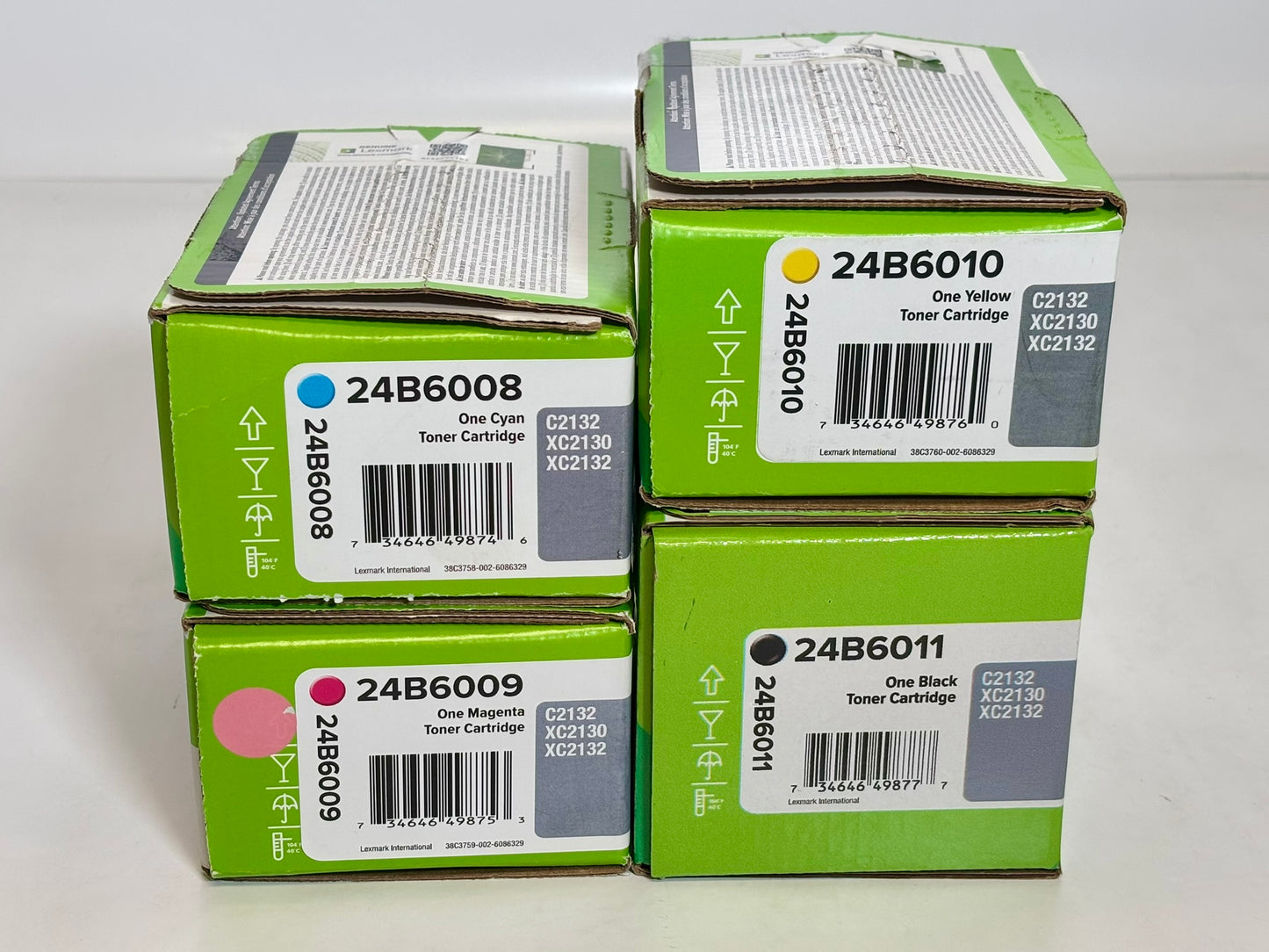 4 OEM Lexmark C2132,XC2130,XC2132 CMYK Toners 24B6008,24B6009,24B6010,24B6011
