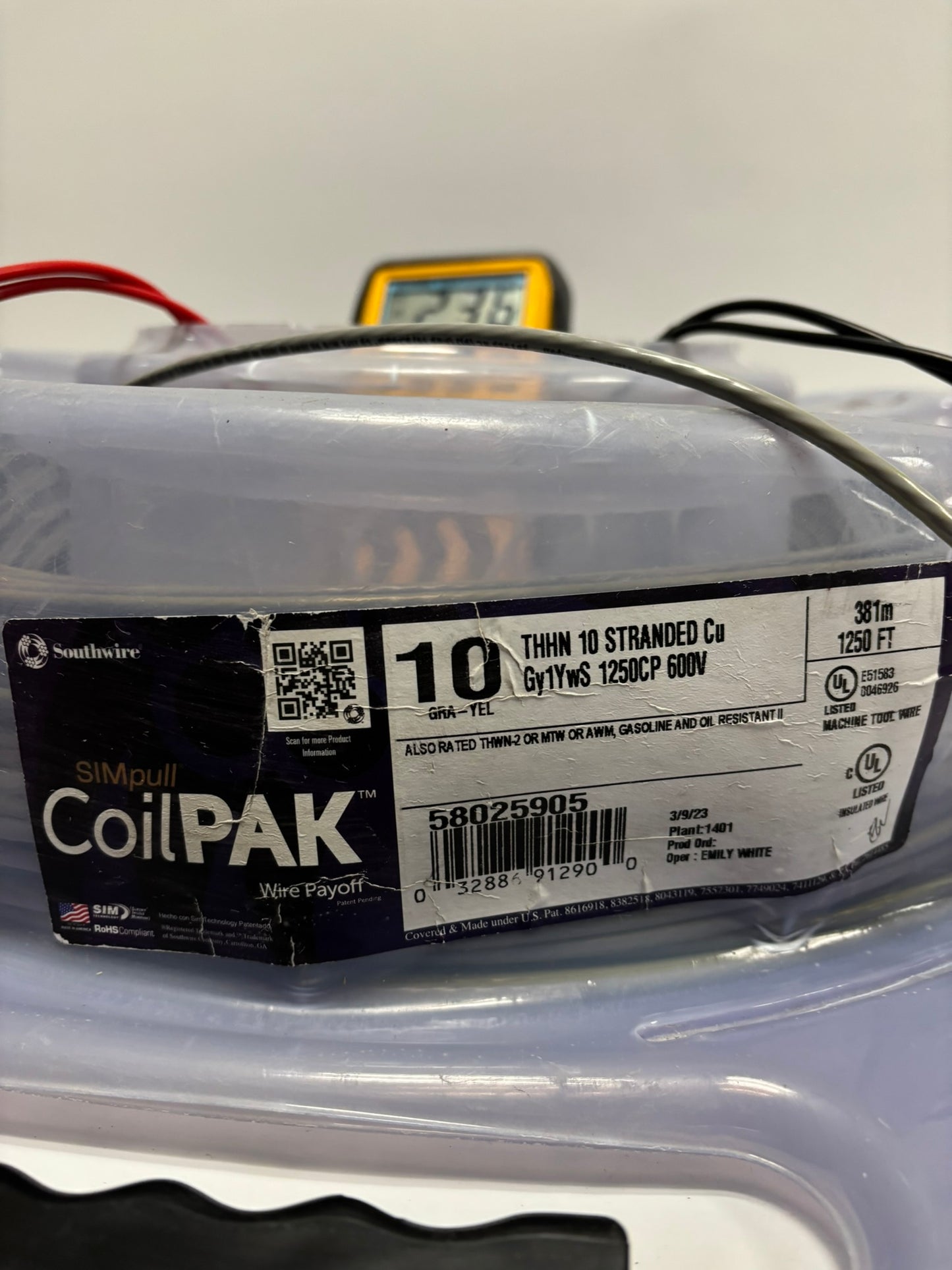 SouthWire CoilPAK 10 Gray Yellow THHN 600V 774ft 236m 58025905