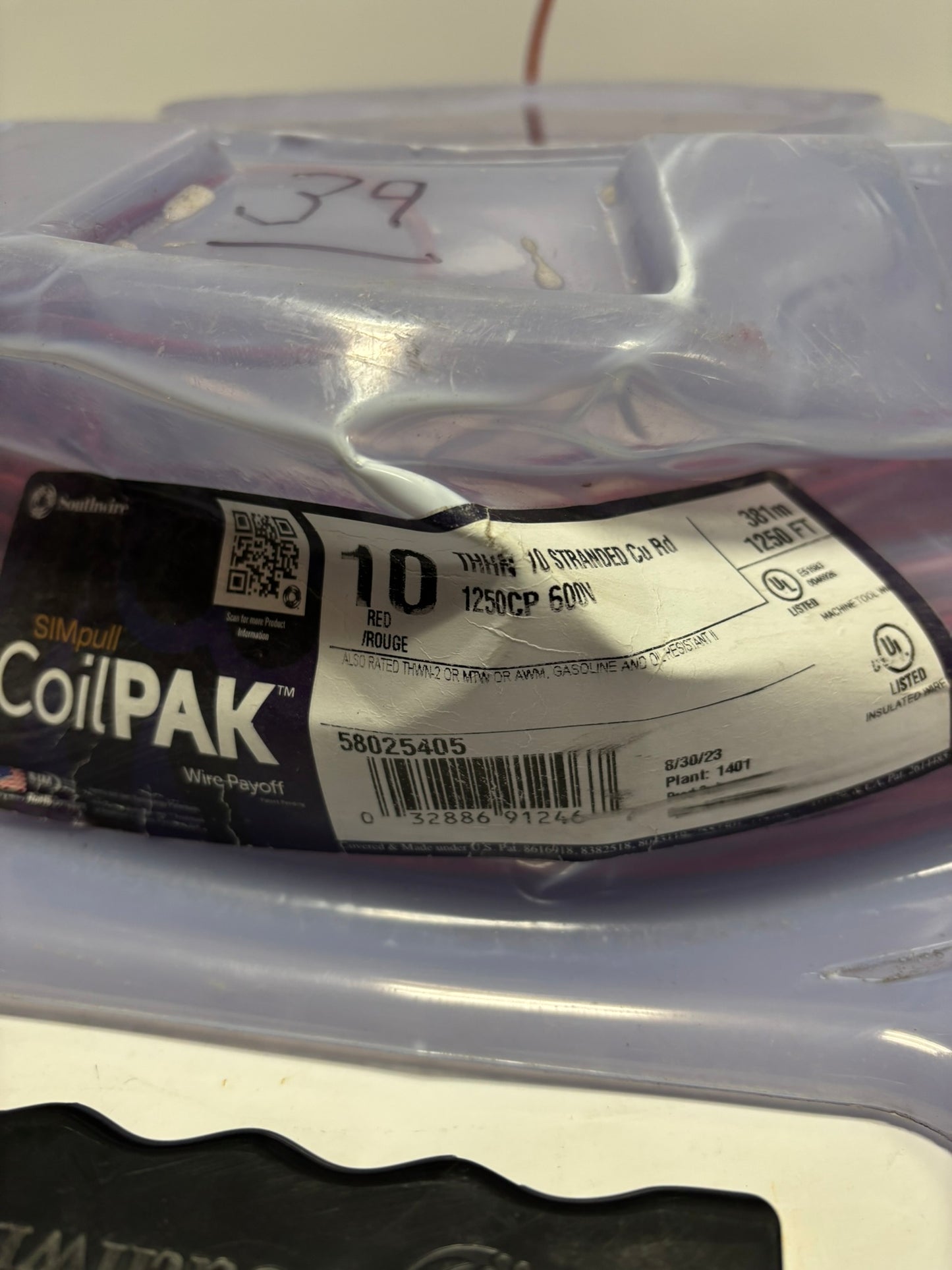 SouthWire CoilPAK 10 Red THHN 600V 531Ft 162m 58025405