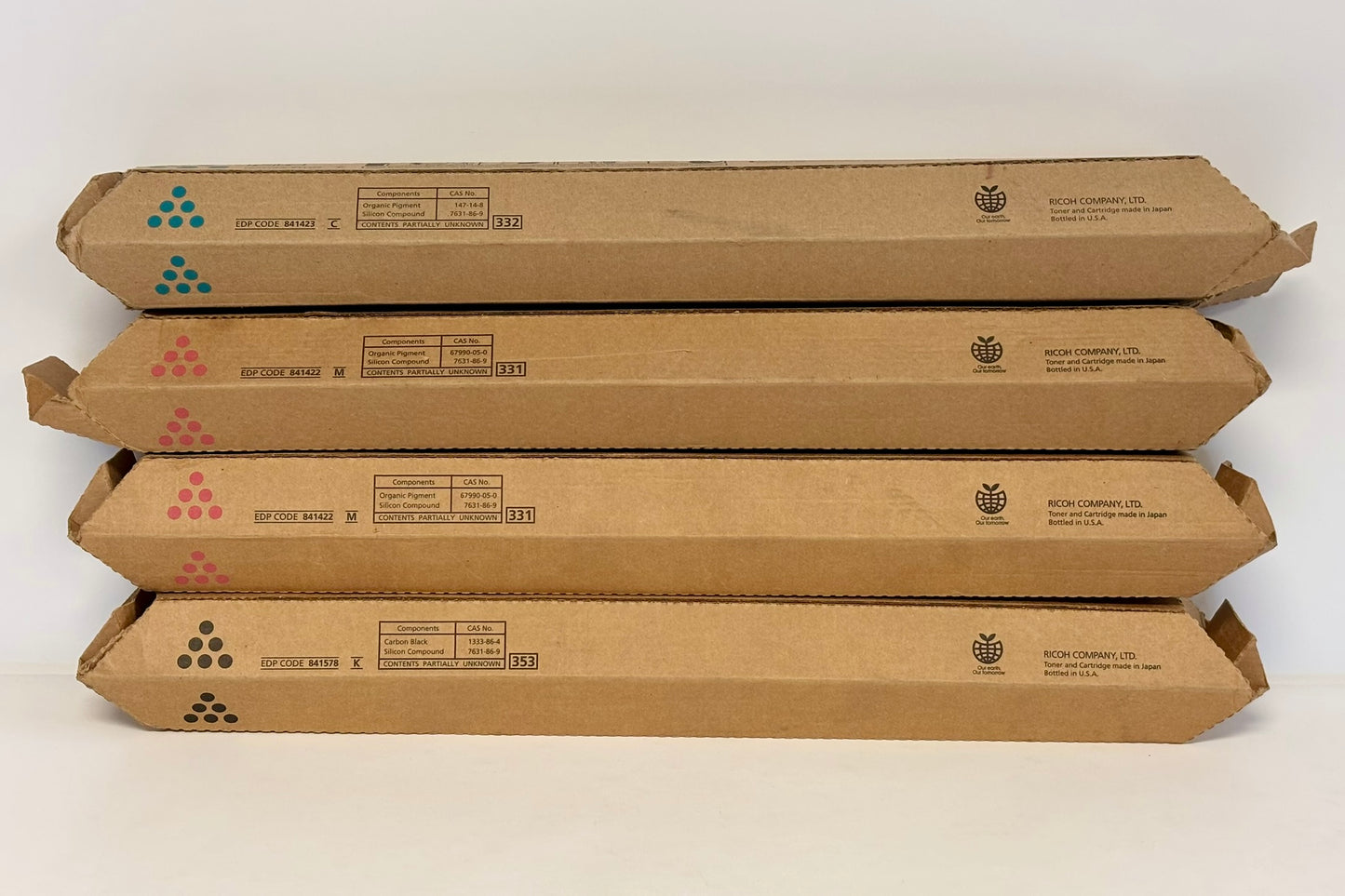 4 Genuine Ricoh AFMPC2800,C3001,C3300 CMMK Toners 841422, 841423, 841578