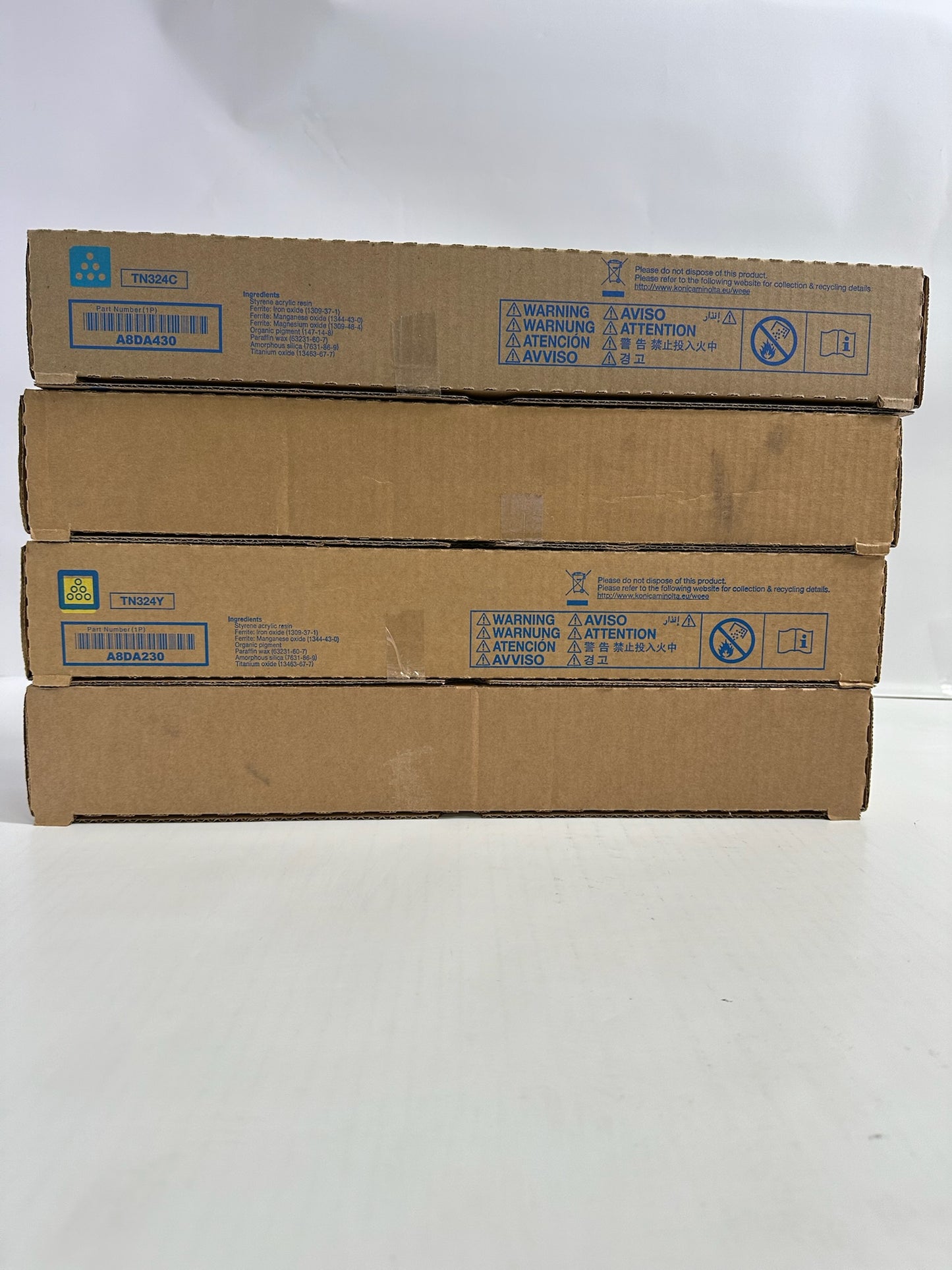 4 New Genuine Konica Bizhub C258,C308 CCYY Toners TN324(NO Black and Magenta)