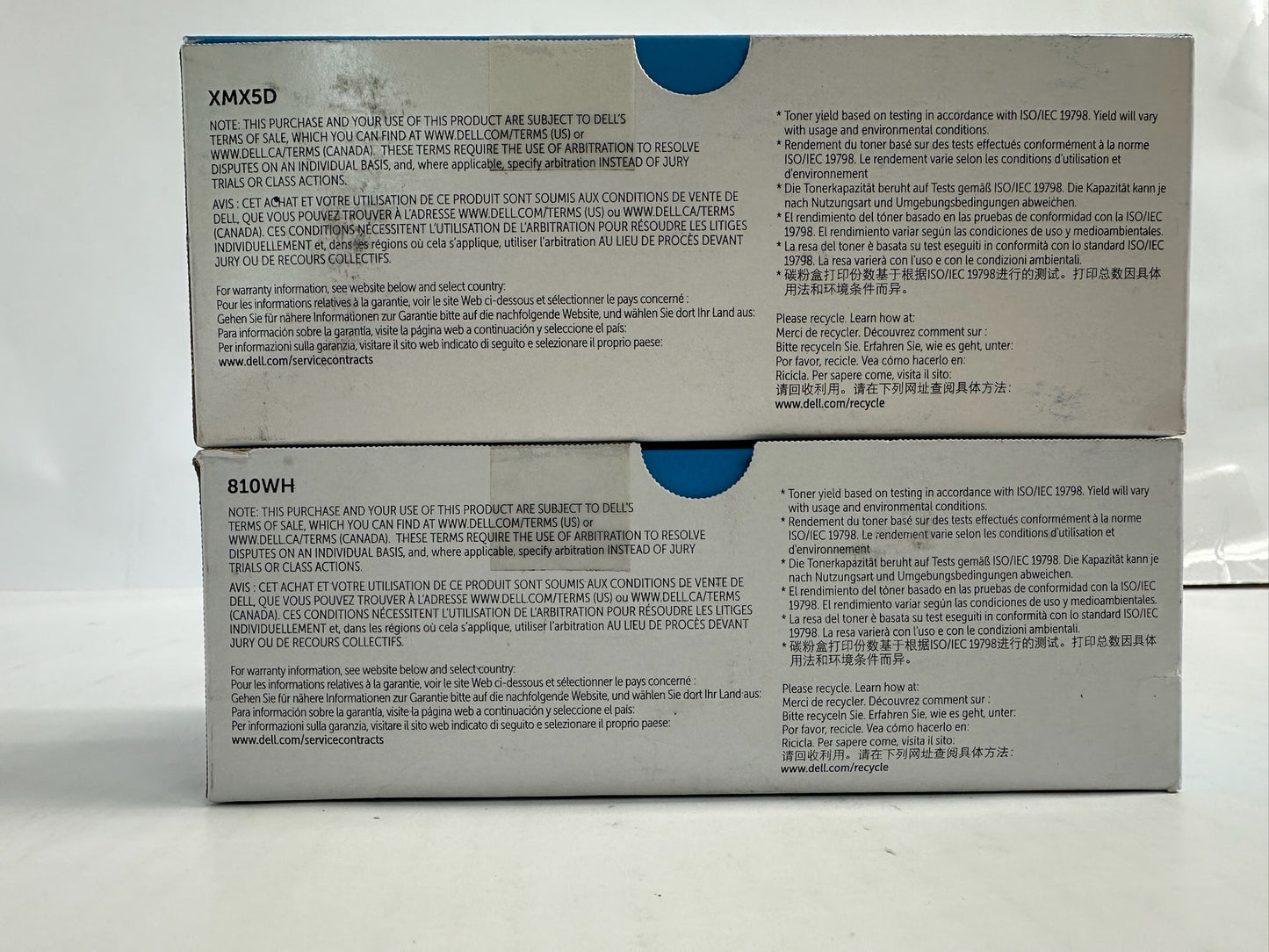 2 Genuine Dell CL1250,1350,1355,C1760 Magenta & Black Toner 810WH,XMX5D