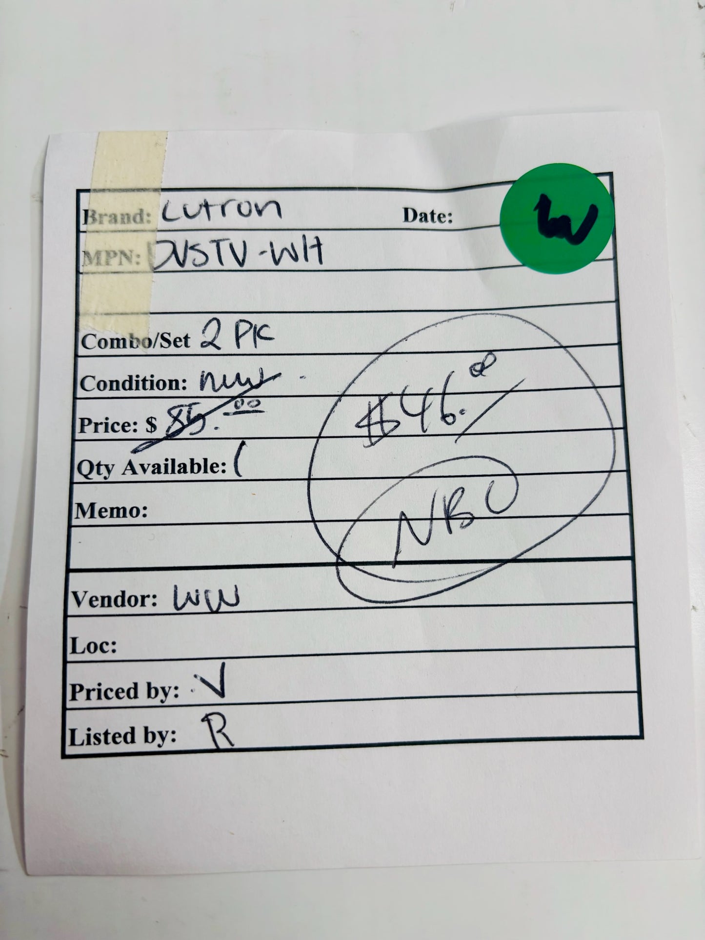 Lutron DVSTV‑WH 0‑10 V Diva Preset Dimmer 8 A 120‑277 V White