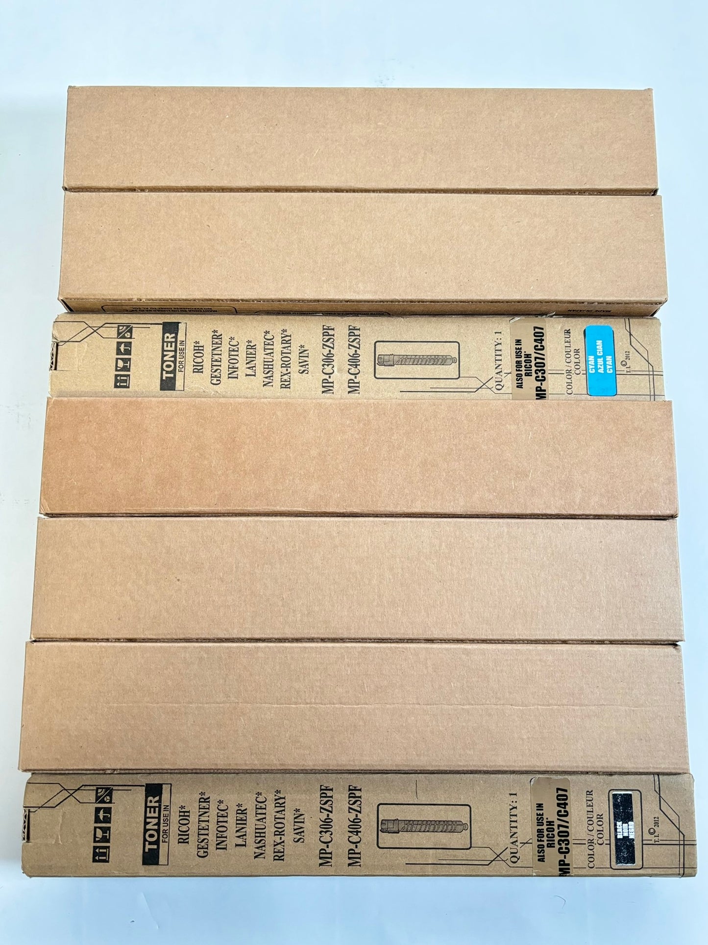 7 Compatible Ricoh MPC306,C406,C307 CCCMYKK Toners (replace 842091,92,93,94)