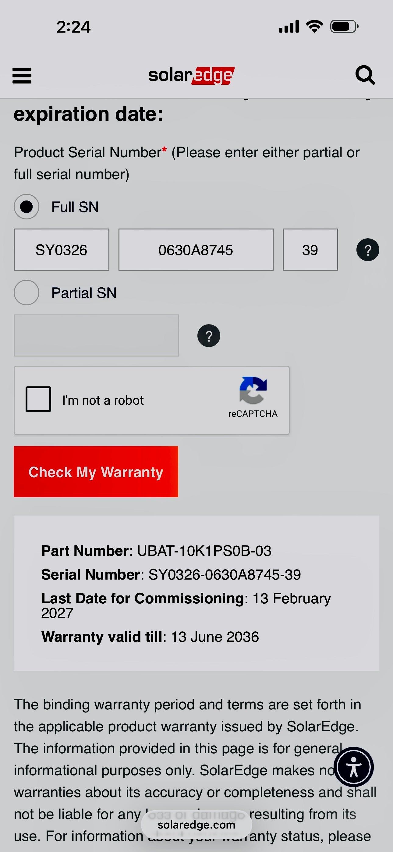 Demo SolarEdge BAT-10K1P Lithium-Ion Battery Energy Storage System (2036)