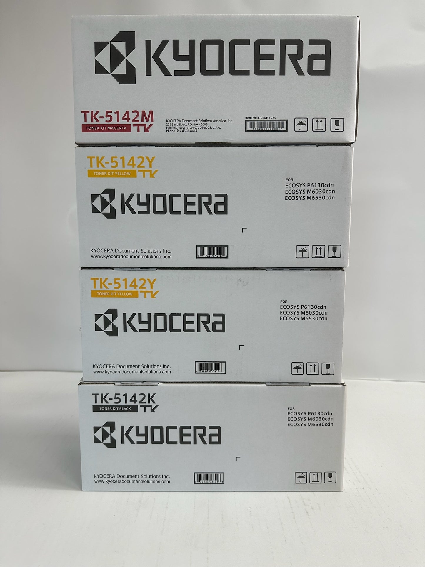 4 New Genuine Kyocera ECOSYS M6030cdn,M6530cdn,P6130cdn MYYK TK-5142 Toners