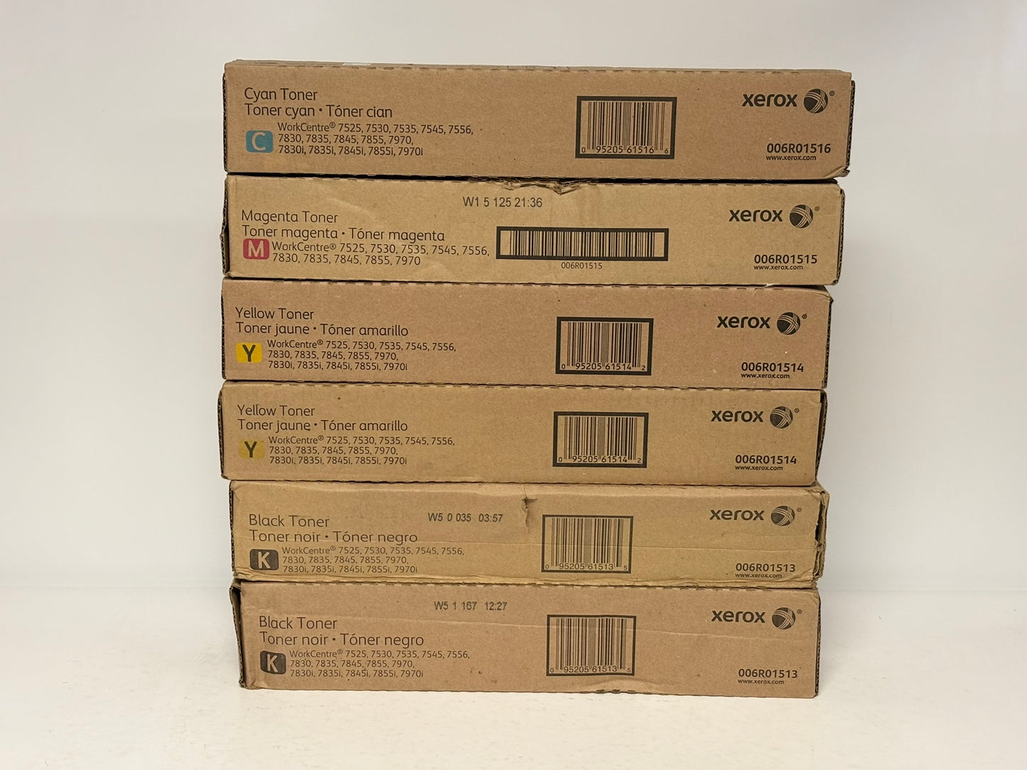 6 OEM Xerox WC7545,7830,7855i,7970 CMYYKK Toners 006R01513,1514,1515,1516