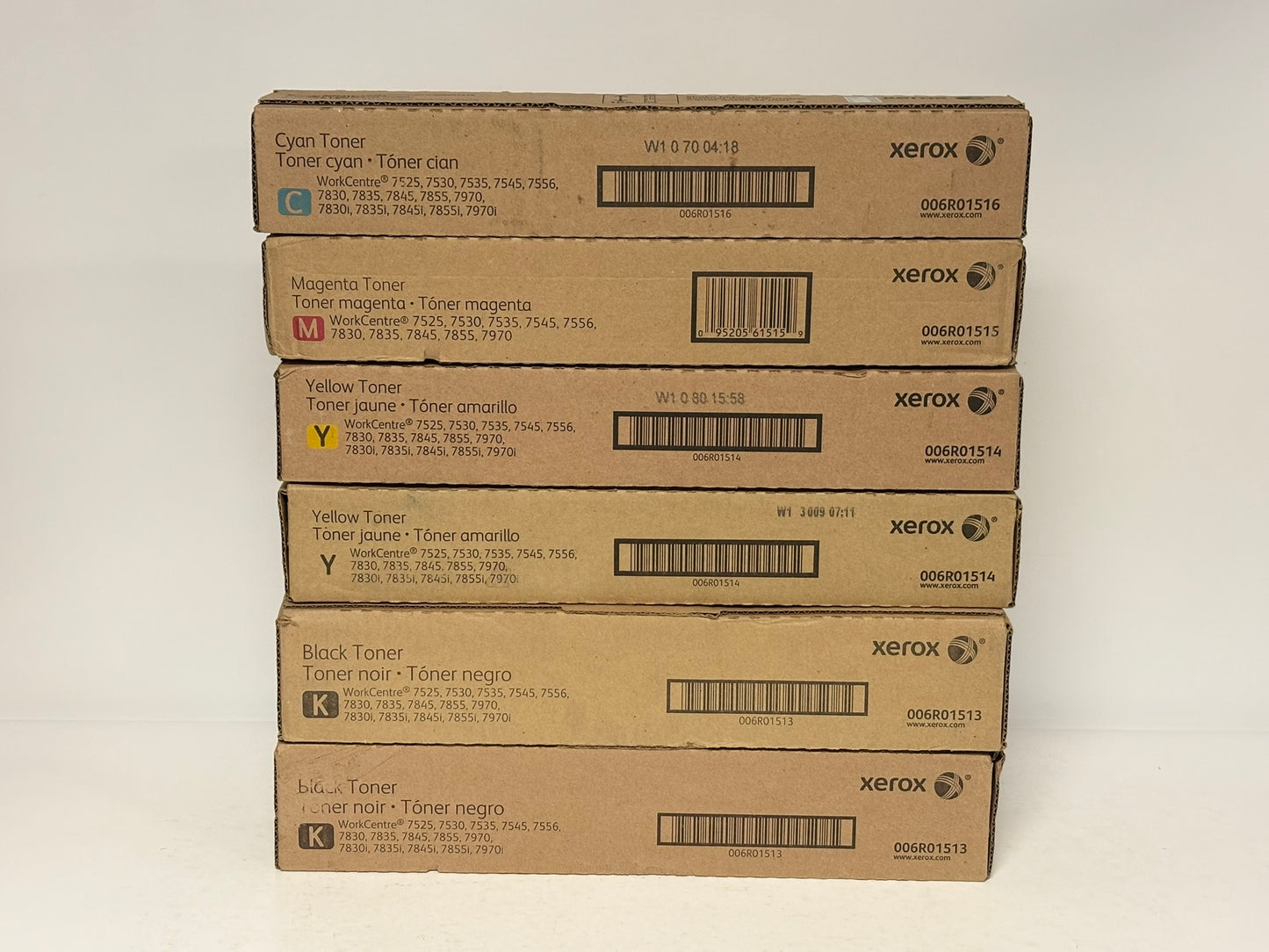 6 OEM Xerox WC7545,7830,7855i,7970 CMYYKK Toners 006R01513,1514,1515,1516