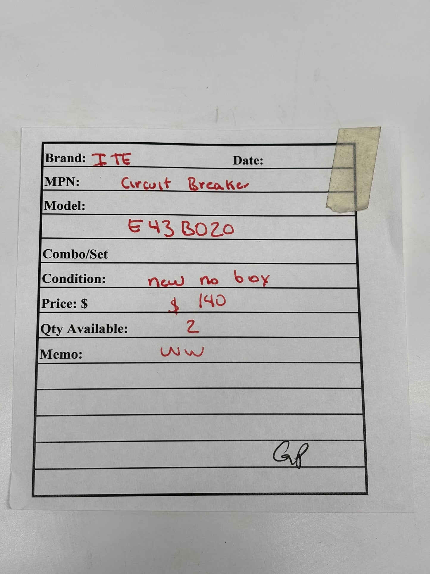 Siemens E43B020 Bolt-On 3-Pole Circuit Breaker, No Box