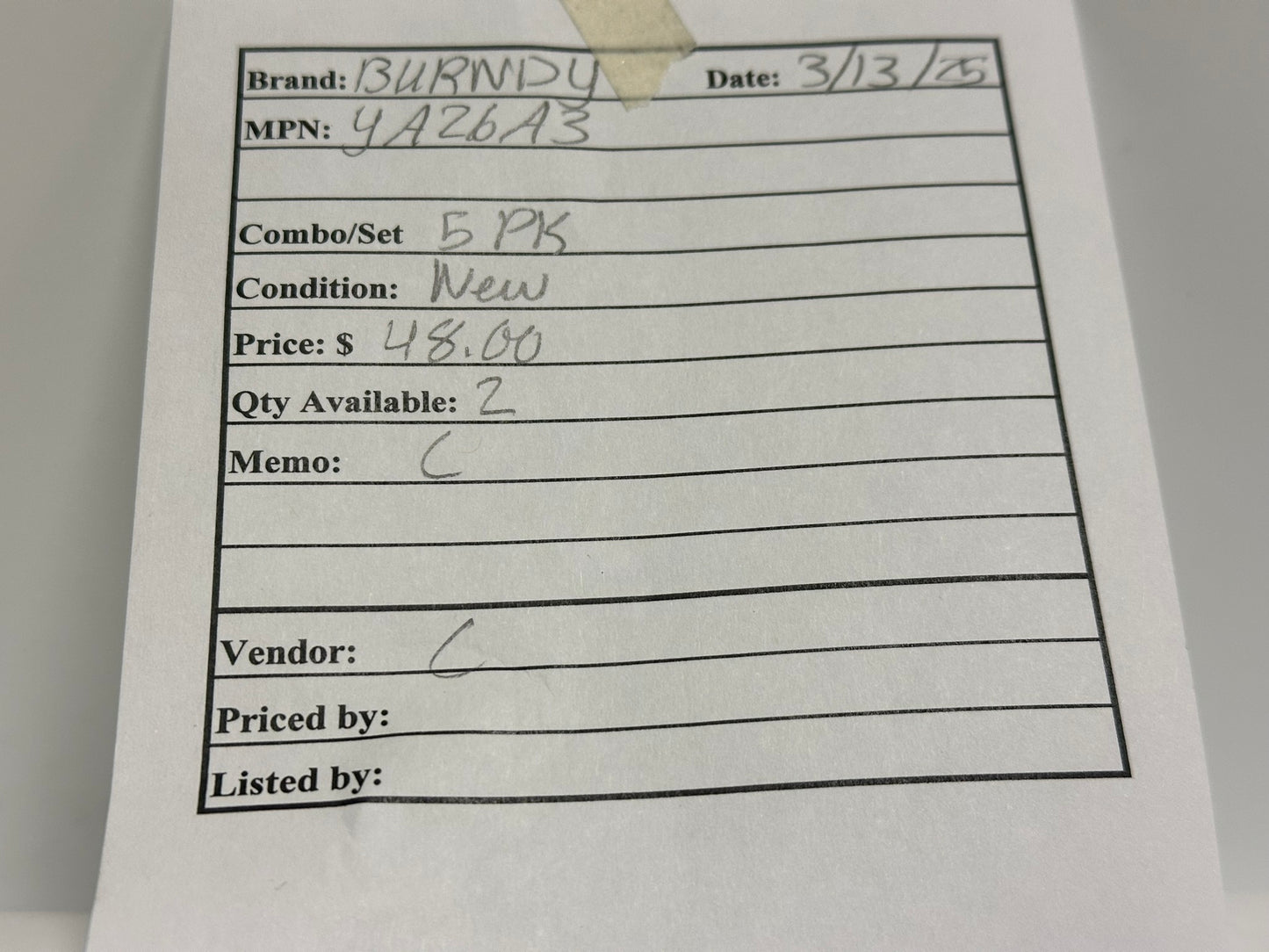 5 PK Burndy (YA26A3) 1-3/4" Stud Hole Spacing Compression Lug 2 Hole w/o Inspection Window