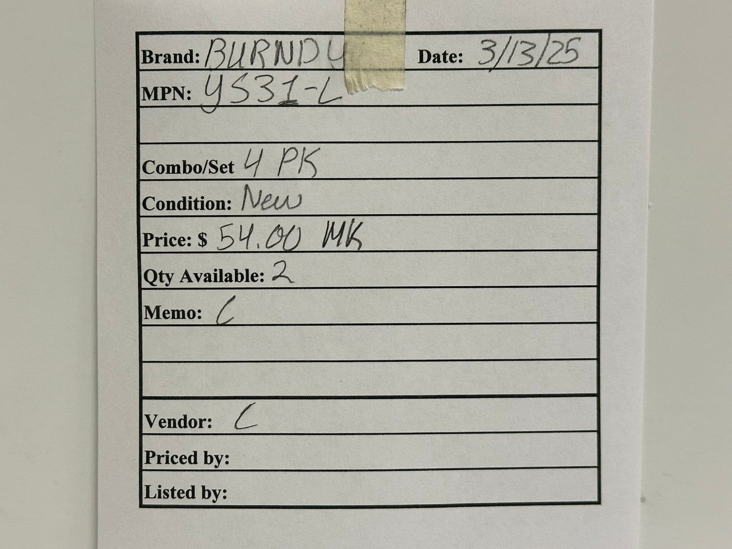 4 PK Burndy (YS31-L) One-Hole Lug Compression Connector: 350 kcmil Max Wire Size
