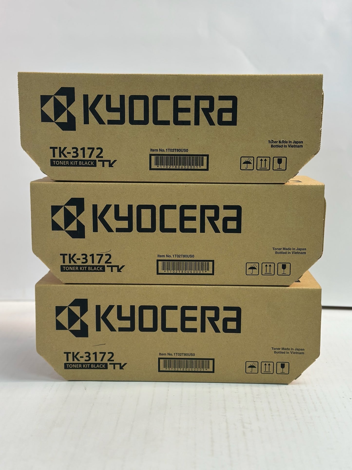 3 Genuine Kyocera ECOSYS P3050dn,P3150dn Black Toners TK-3172,TK3172 1T02T80US0