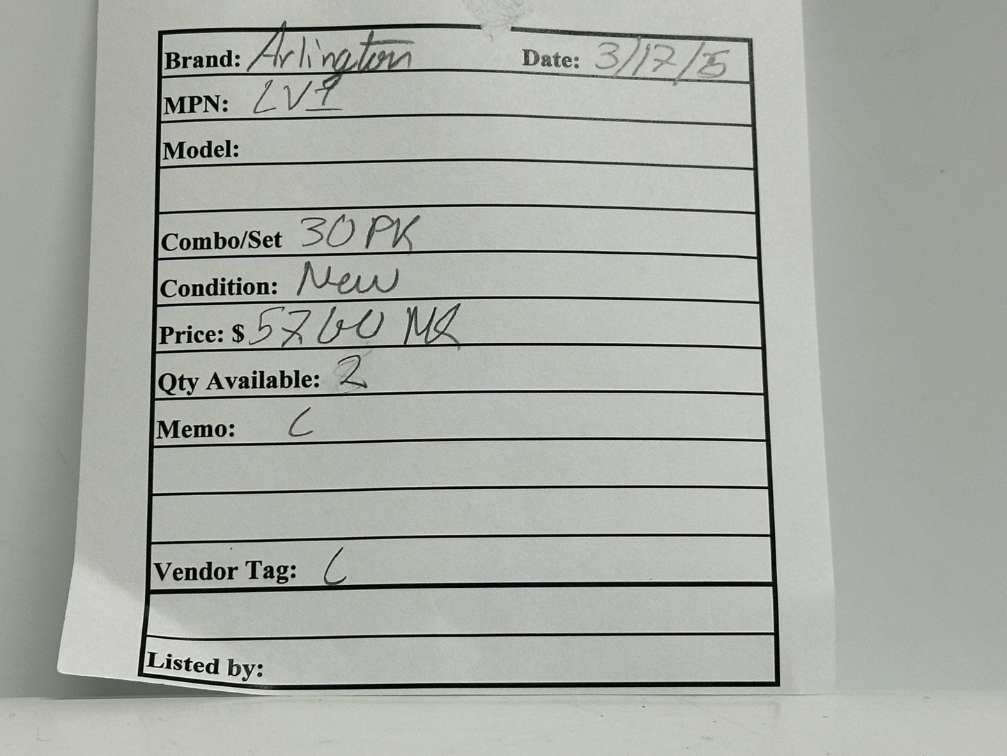 30 PK Arlington (LV1) Low-Voltage Mounting Back Overall Dimension 2.5"