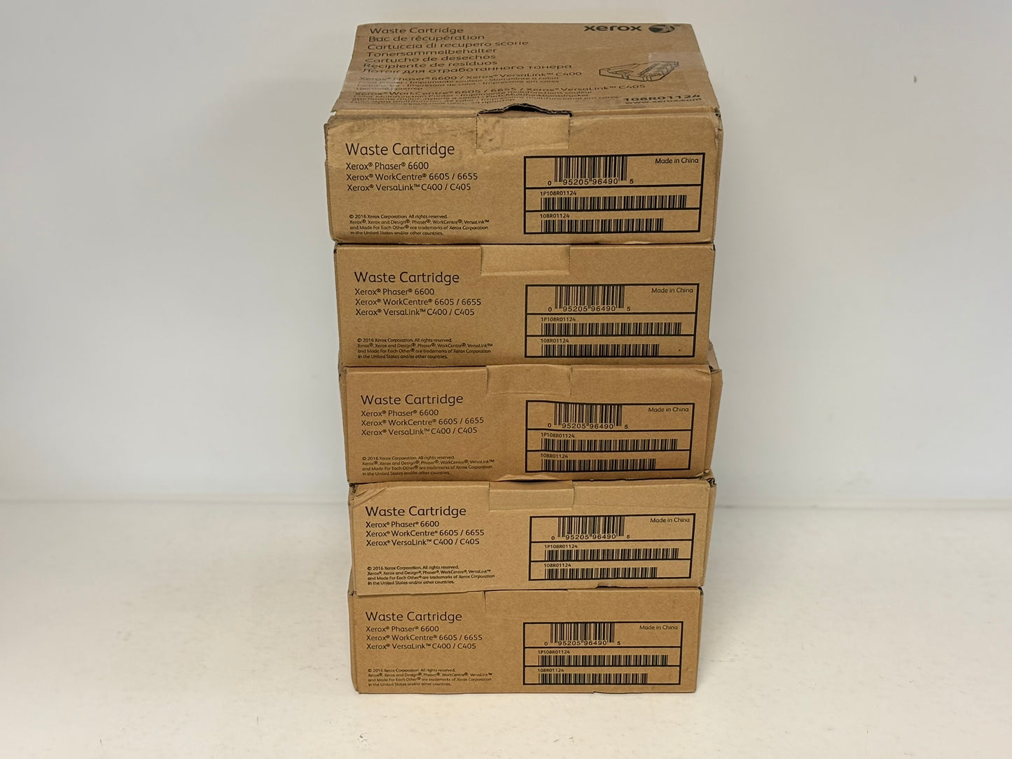 5 OEM Xerox Phaser6600, VersaLinkC400, C405, WC6605 Waste Cartridges 108R01124