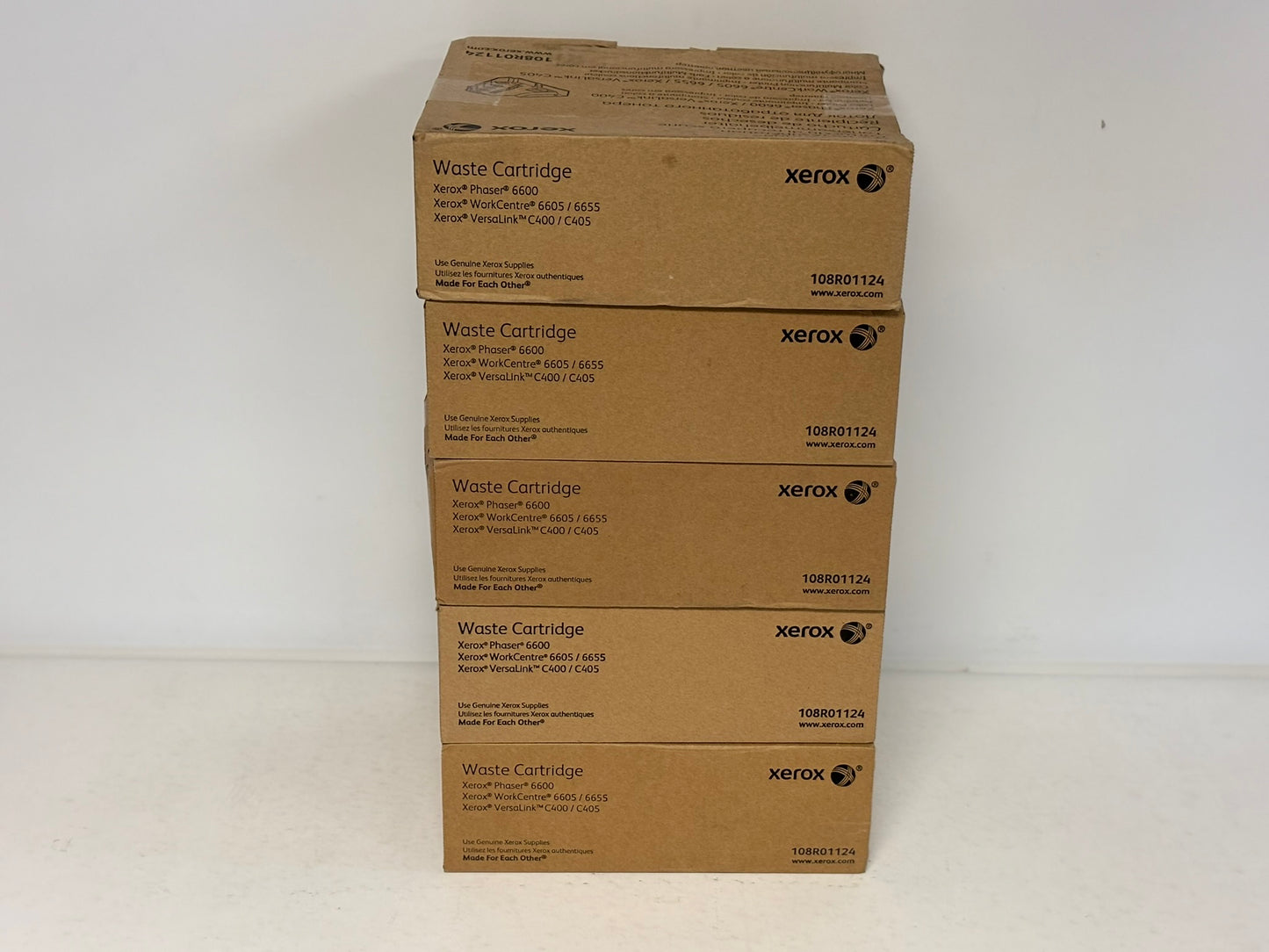 5 OEM Xerox Phaser6600, VersaLinkC400, C405, WC6605 Waste Cartridges 108R01124