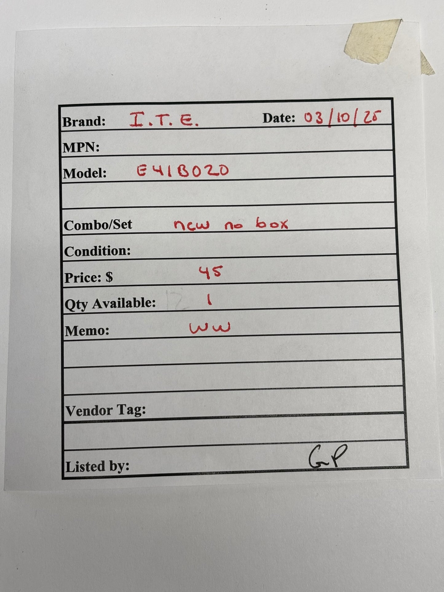 Siemens E41B020 1 Pole Circuit Breaker, No Box