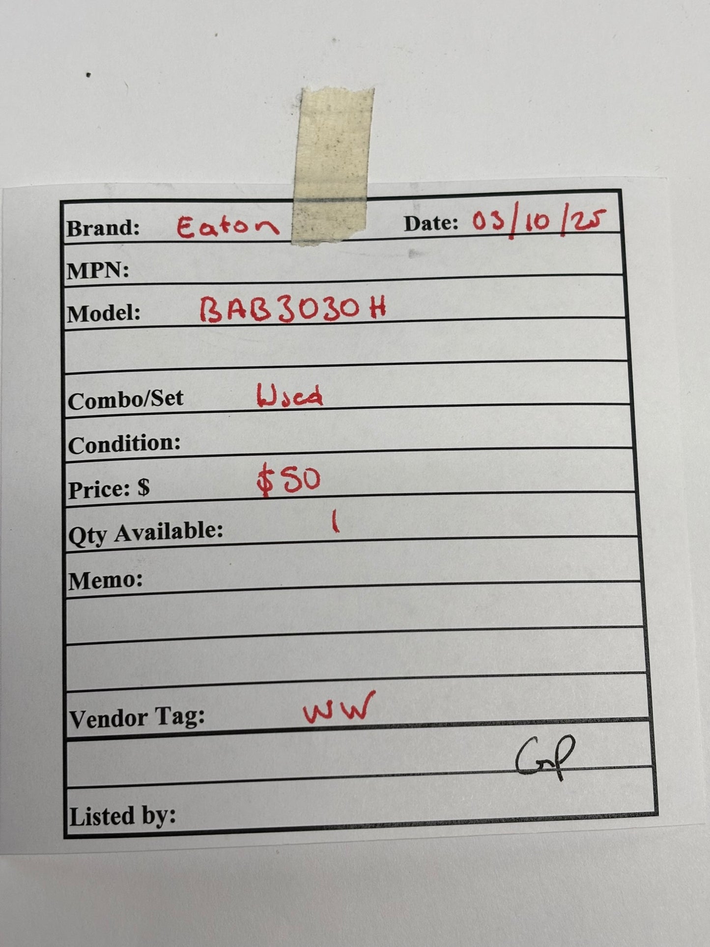 Eaton BAB3030H Quicklag Industrial Thermal-Magnetic Circuit Breaker